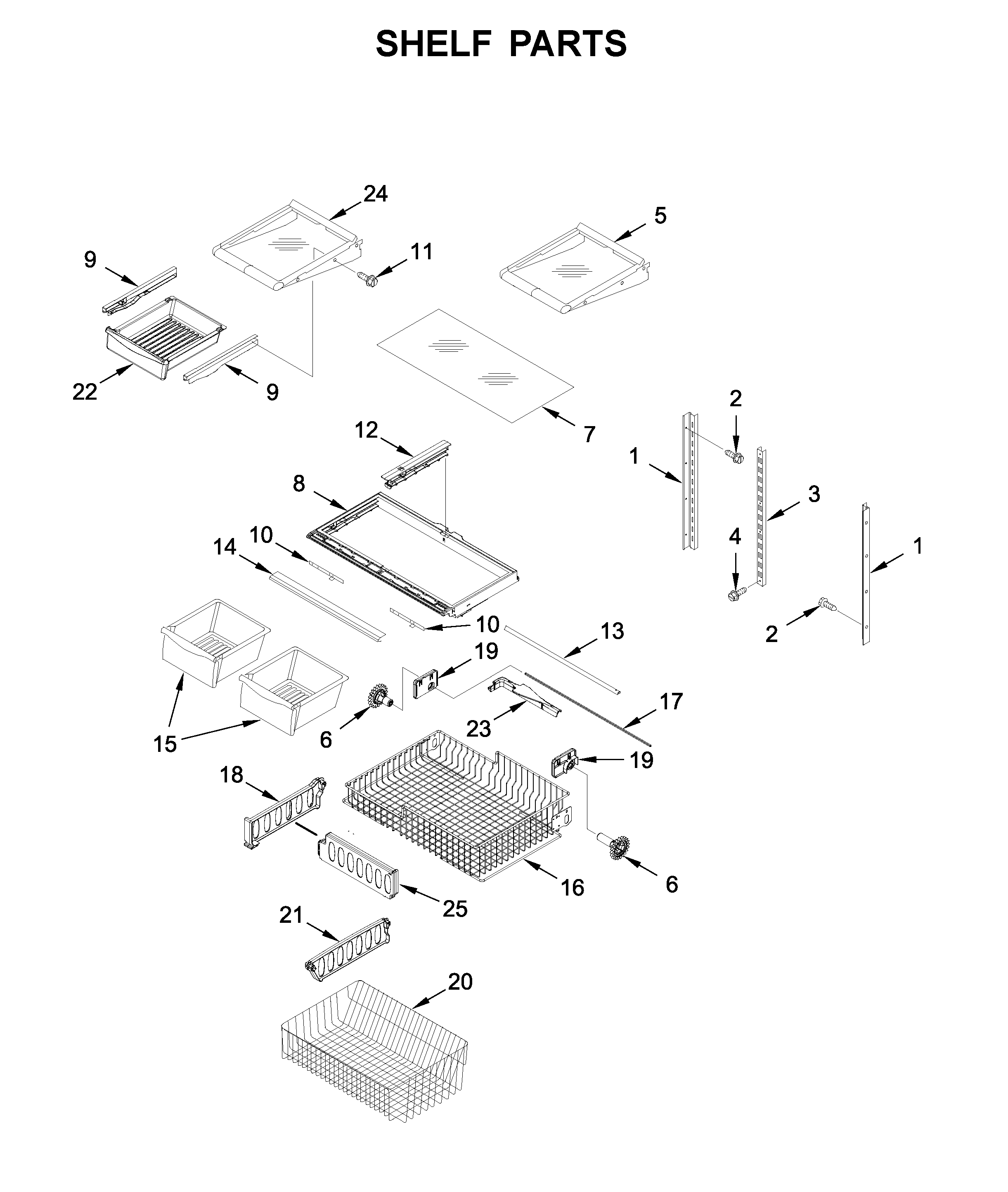 Whirlpool WRB322DMHV01 shelf parts diagram