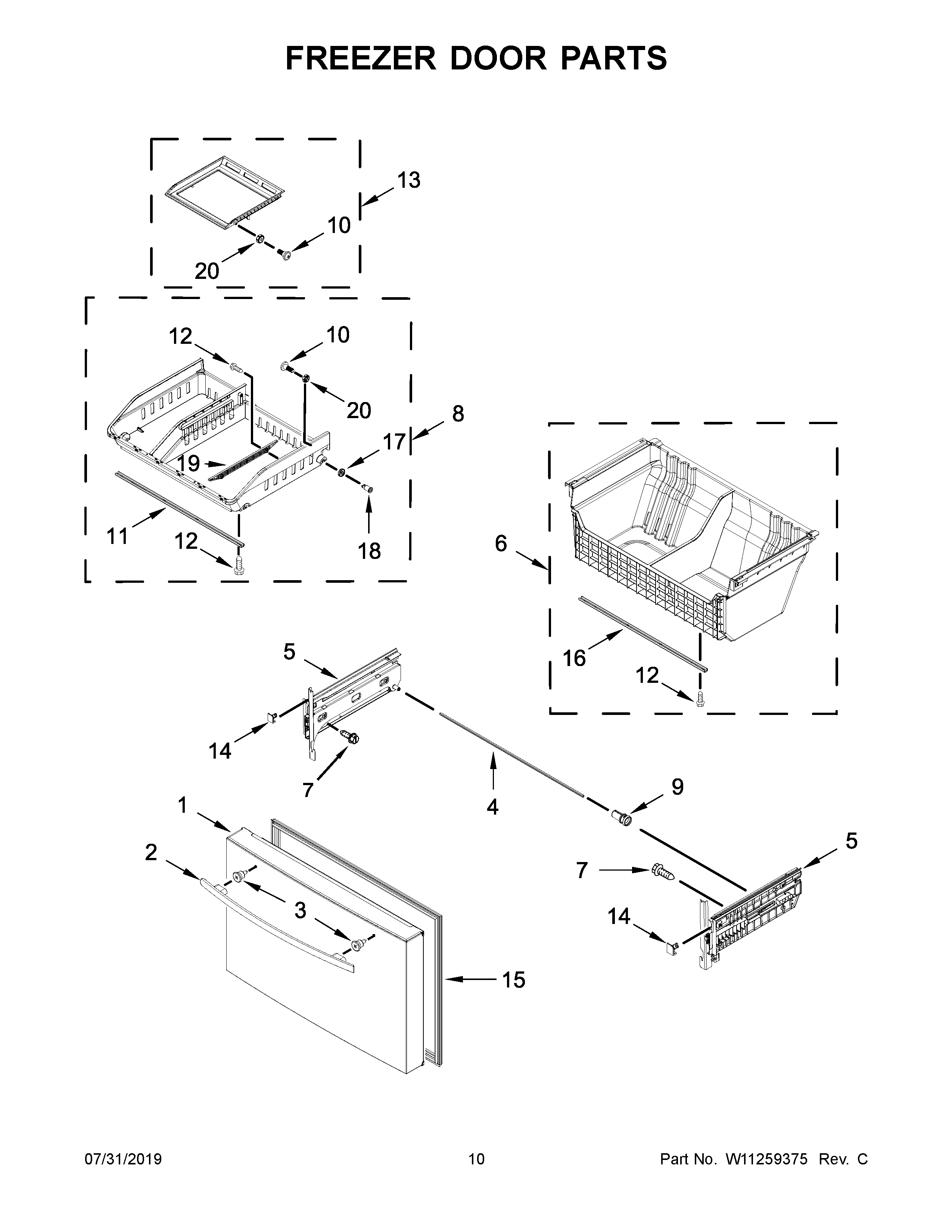 Jenn-Air JFFCC72EFS02 freezer door parts diagram