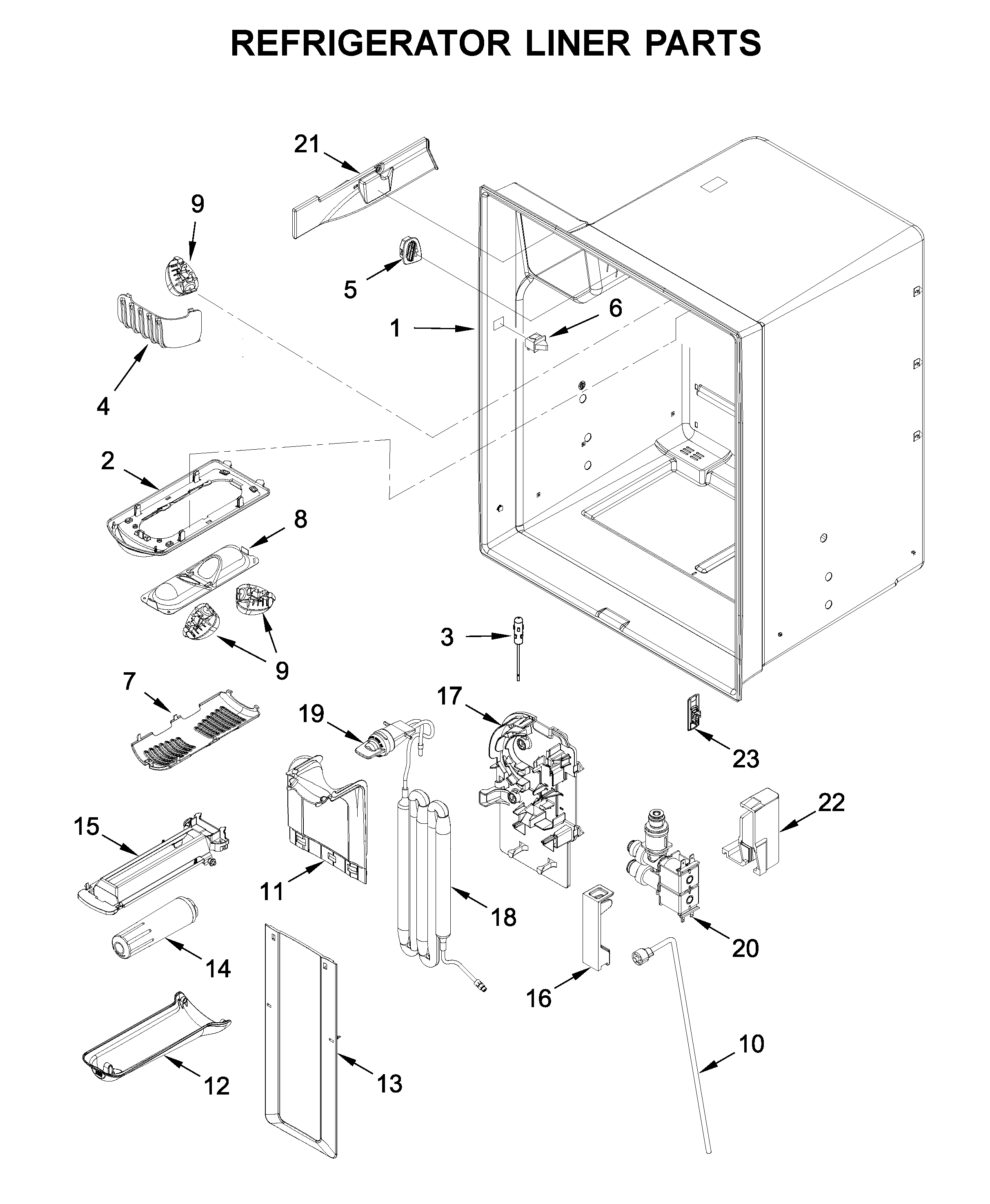 Maytag MFI2269FRB01 refrigerator liner parts diagram