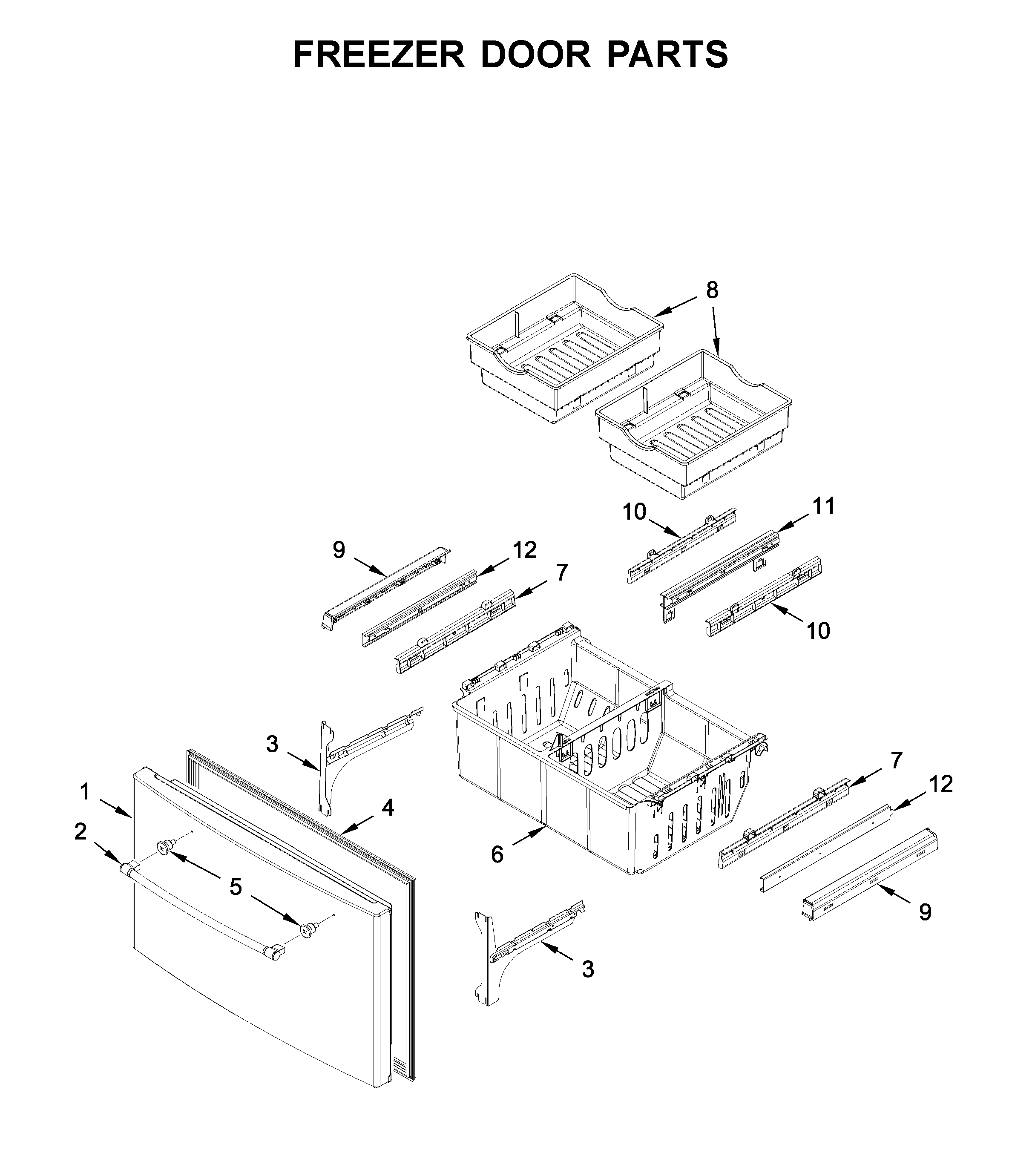 Maytag MFI2269FRB01 freezer door parts diagram