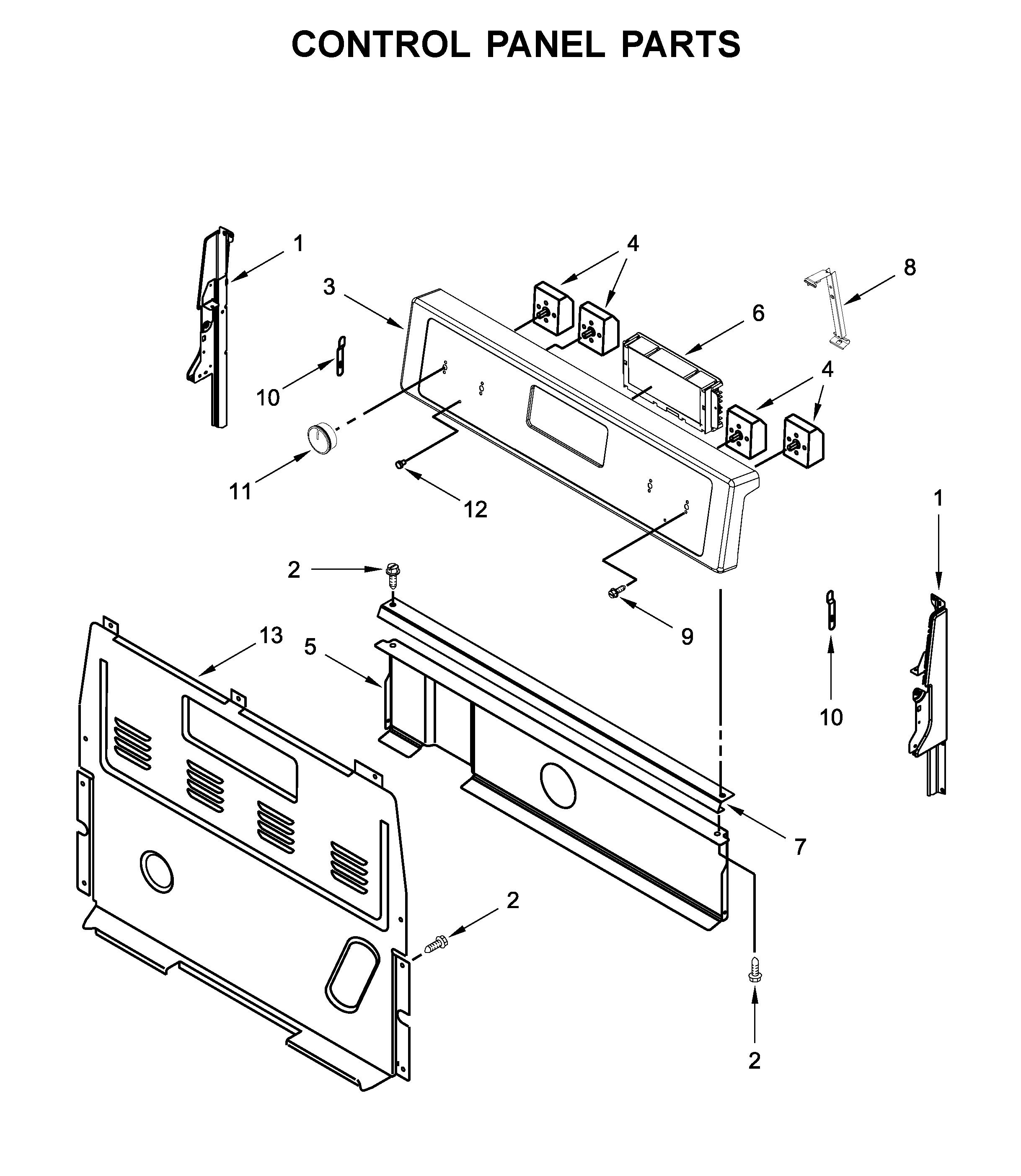 Whirlpool WFC150M0EB4 control panel parts diagram