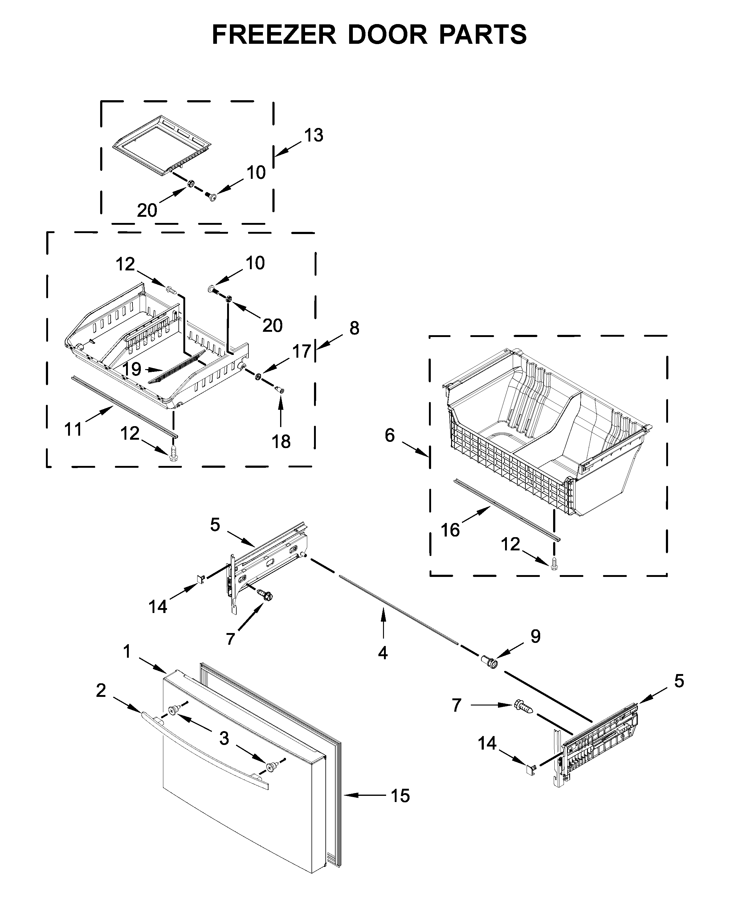 Jenn-Air JFFCC72EFS03 freezer door parts diagram