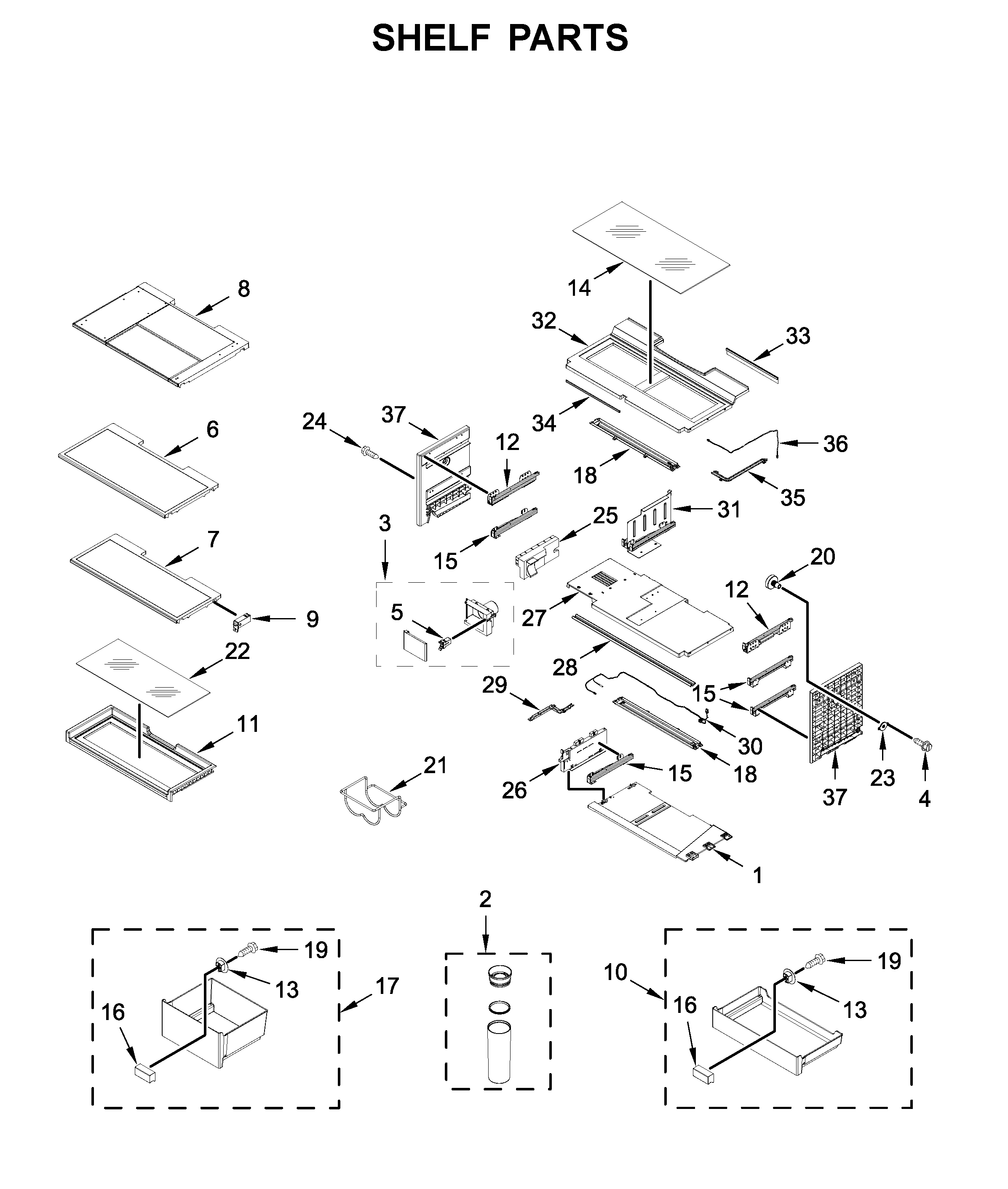 Jenn-Air JFFCC72EFS03 shelf parts diagram