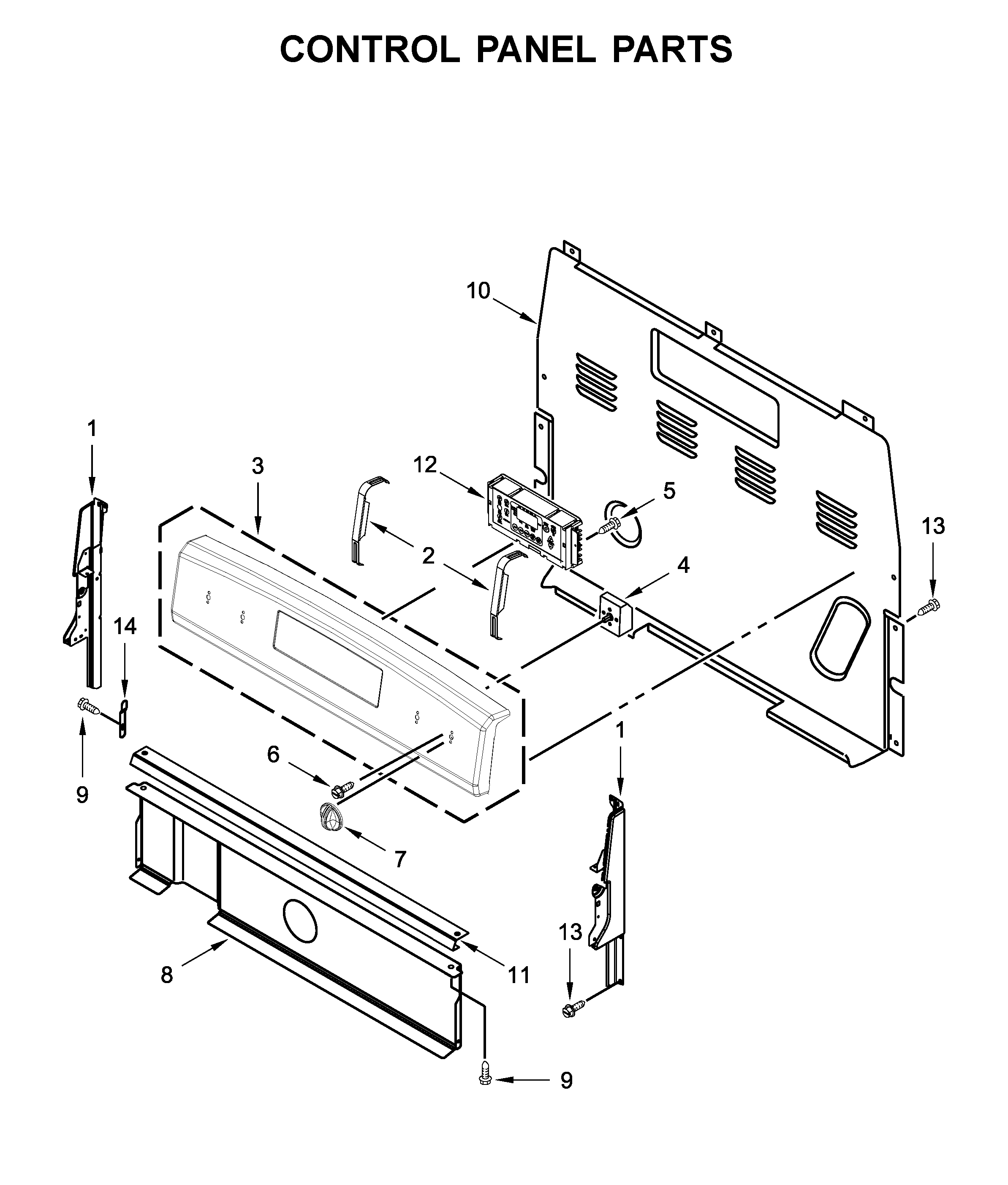 Amana YACR4503SFW4 control panel parts diagram