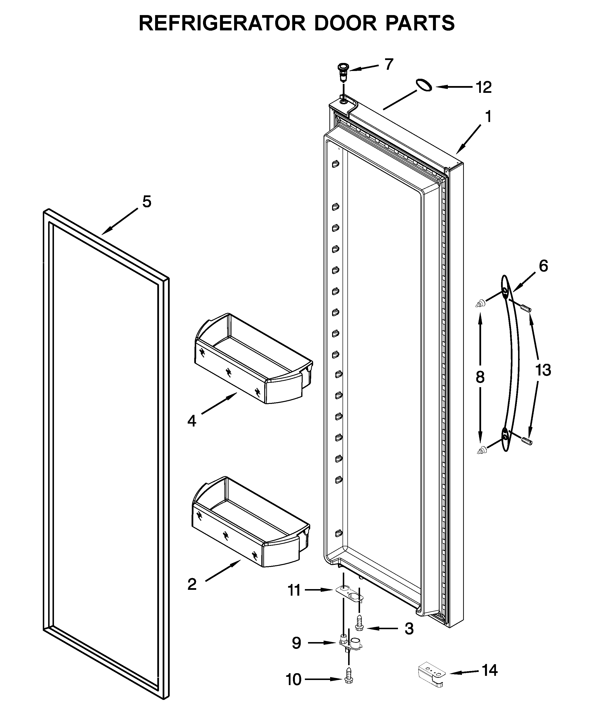Whirlpool WSF26C3EXY01 refrigerator door parts diagram