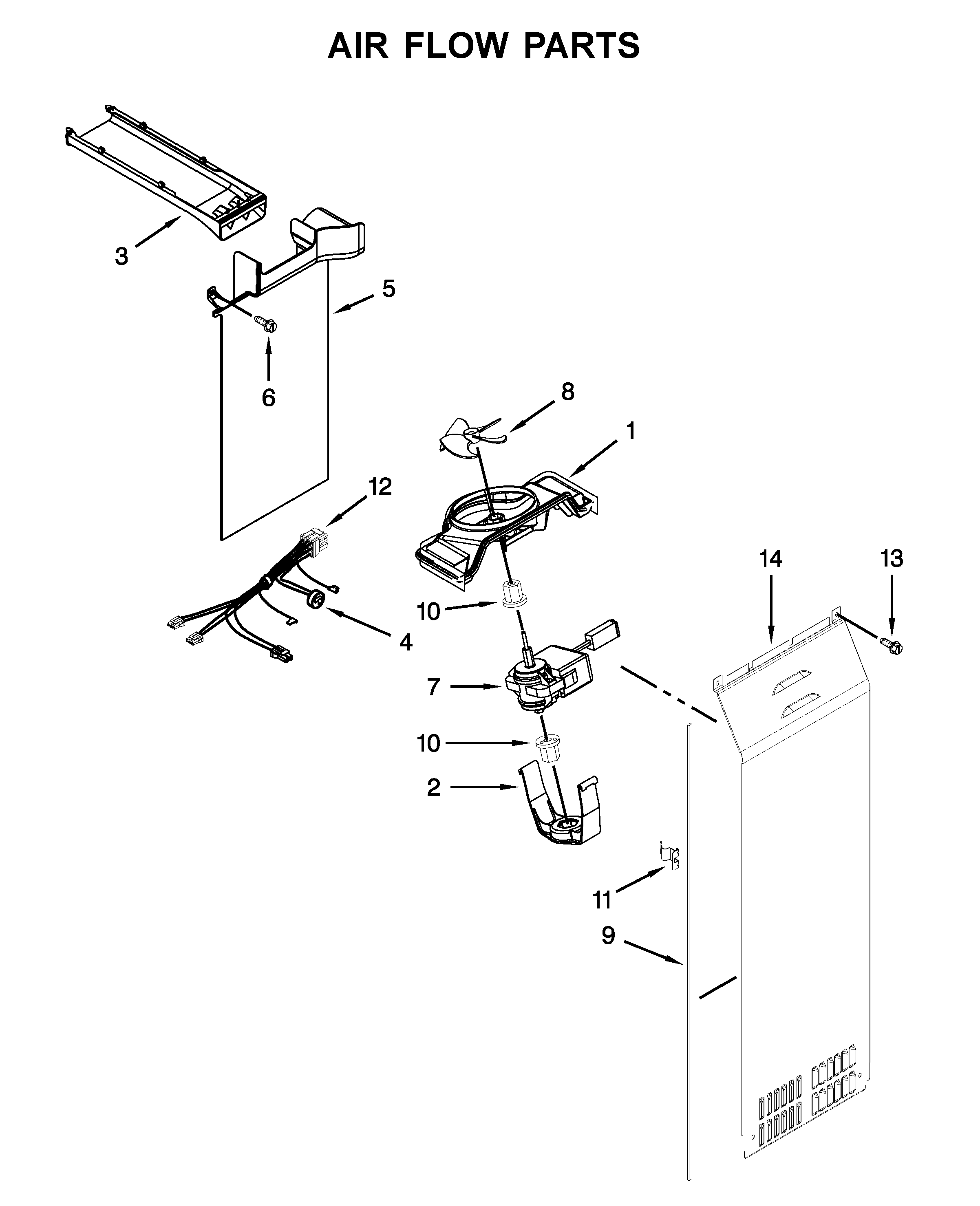 Whirlpool WSF26C3EXY01 air flow parts diagram