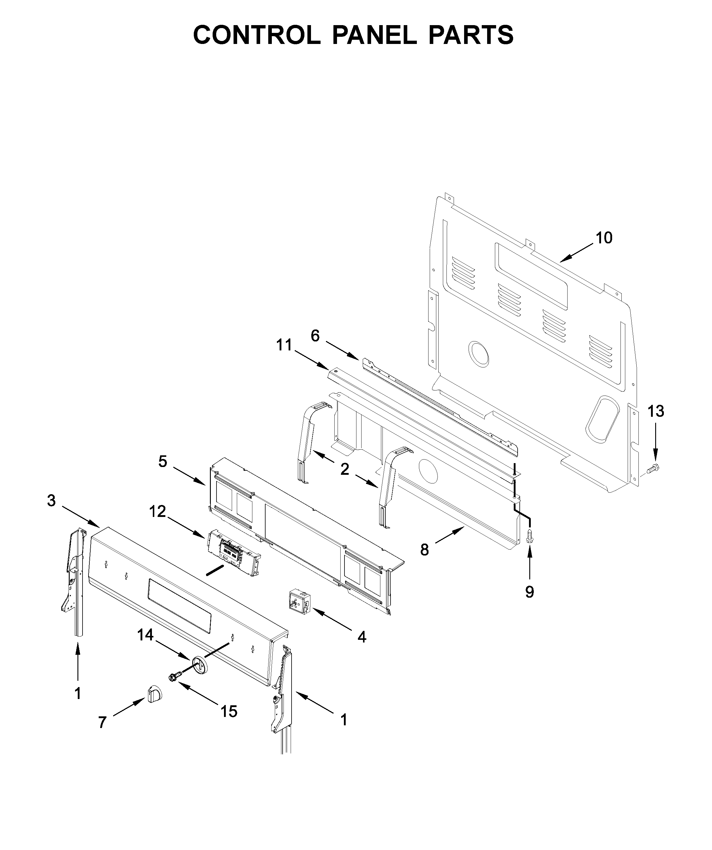 Whirlpool YWFE775H0HB1 control panel parts diagram