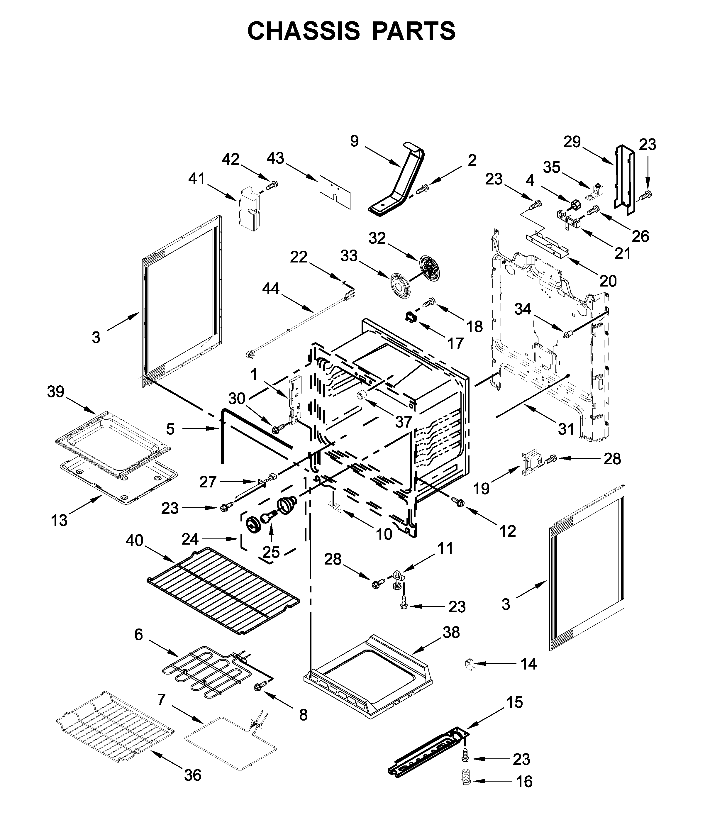Whirlpool YWFE775H0HB1 chassis parts diagram