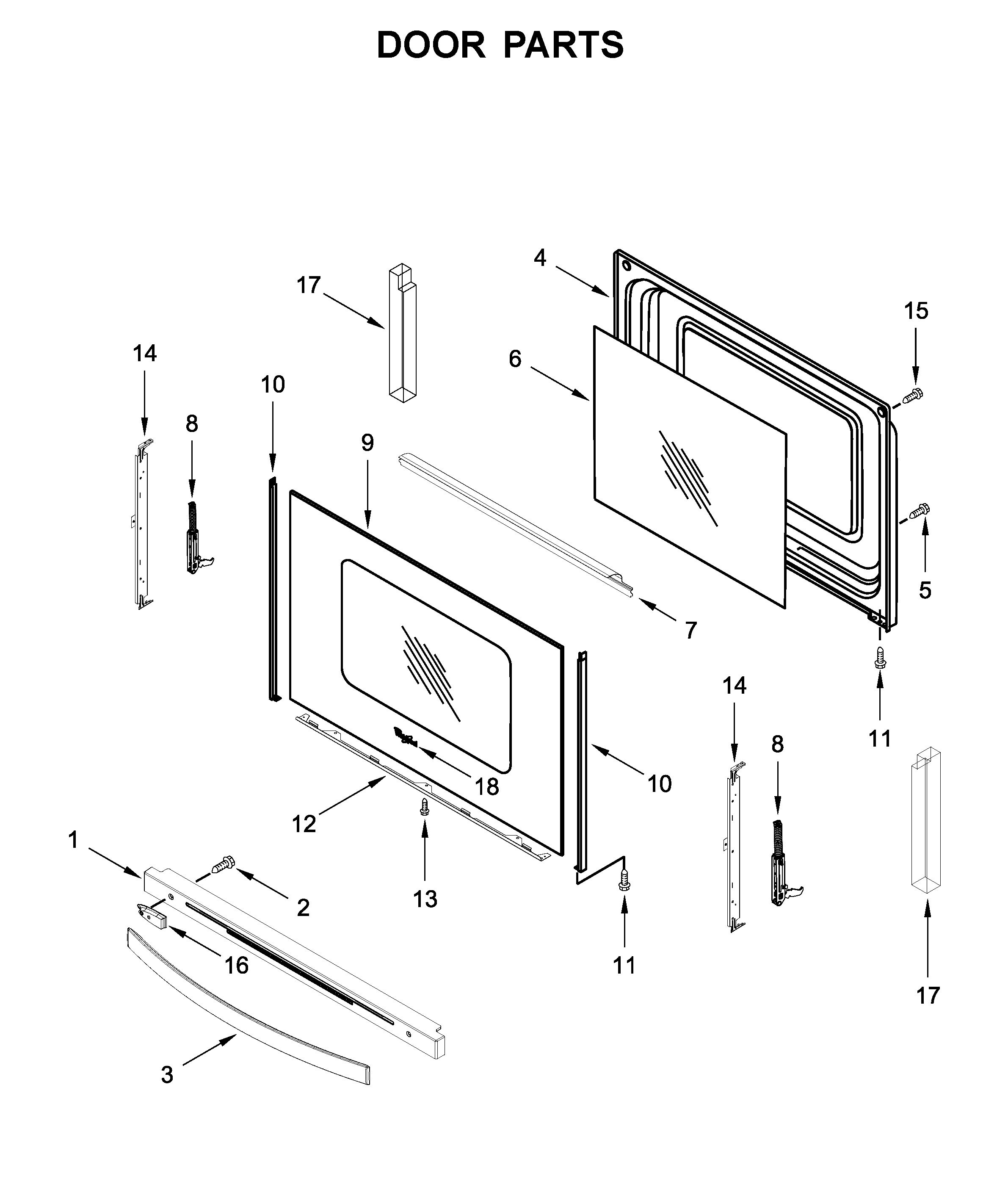 Whirlpool YWFE775H0HB1 door parts diagram