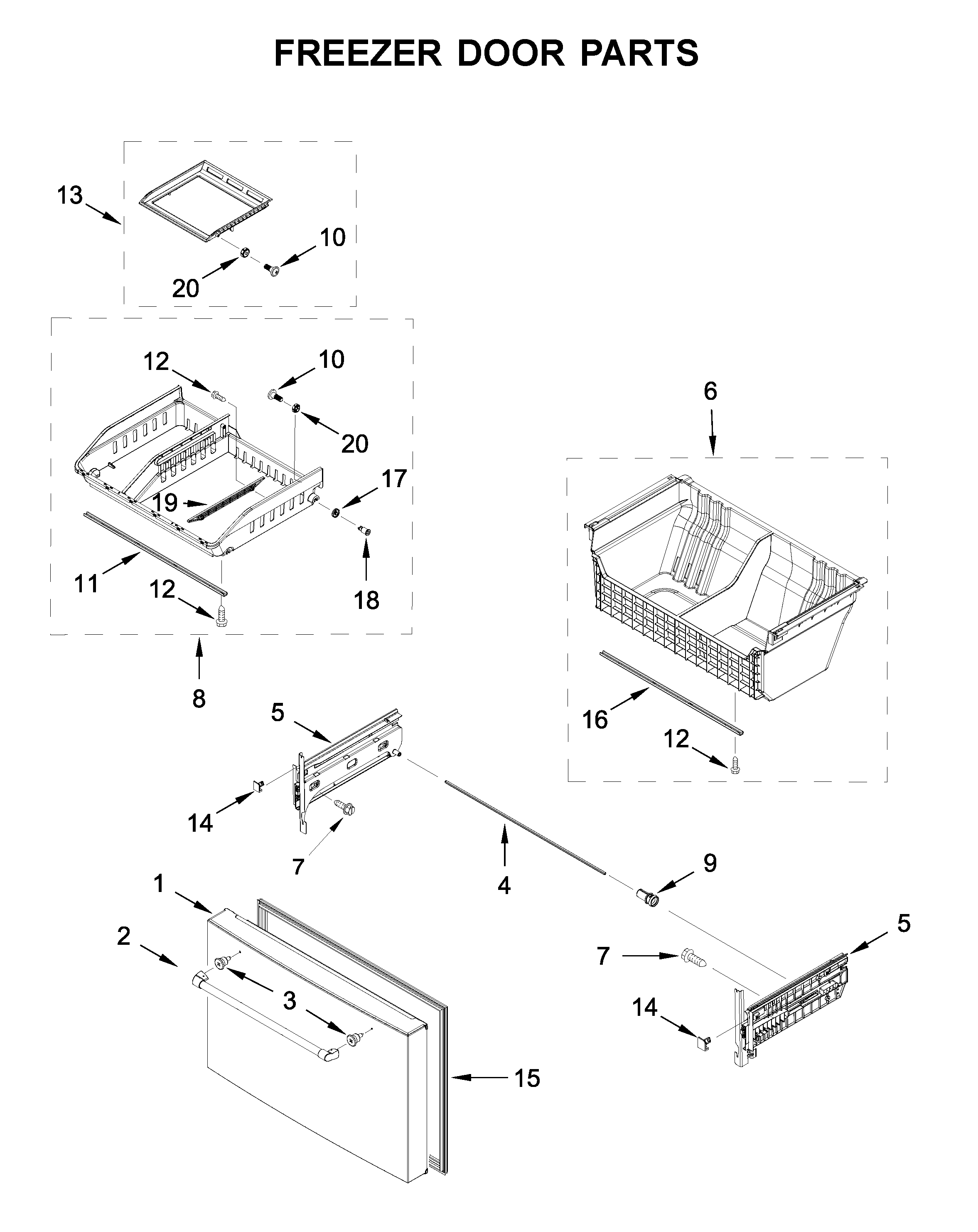 Jenn-Air JFFCC72EHL01 freezer door parts diagram