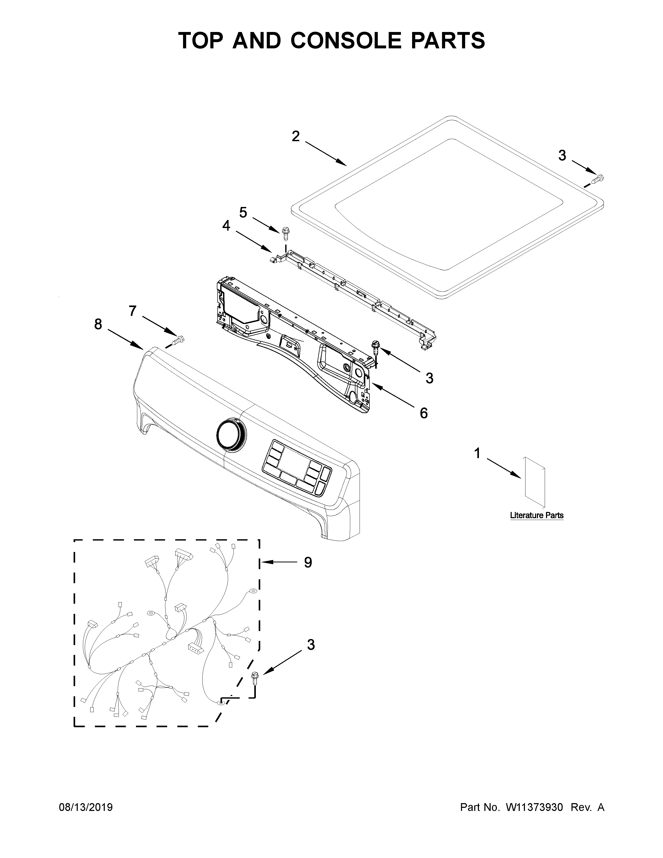 Maytag 7MMGD6630HW1 top and console parts diagram