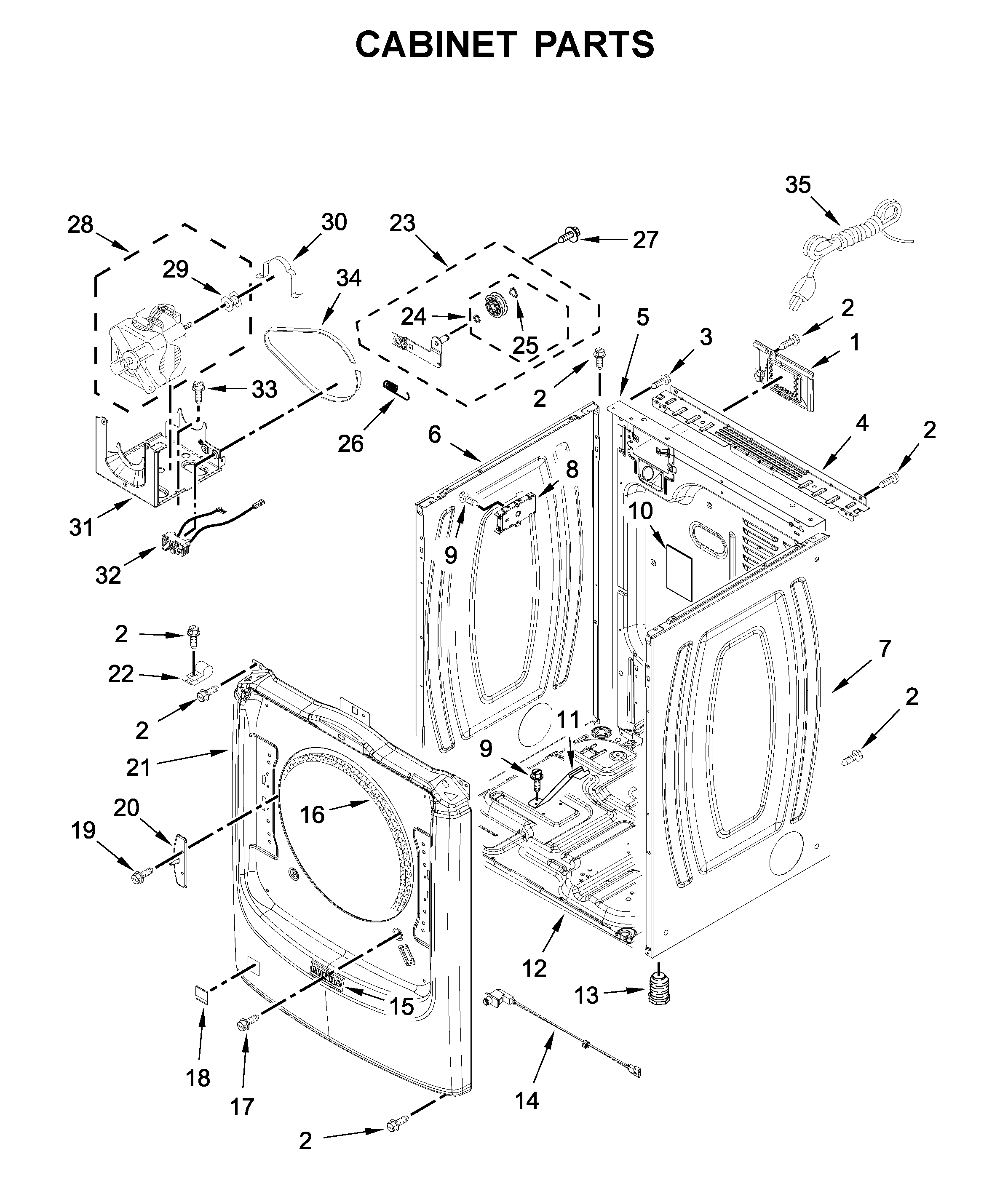 Maytag 7MMGD6630HW1 cabinet parts diagram
