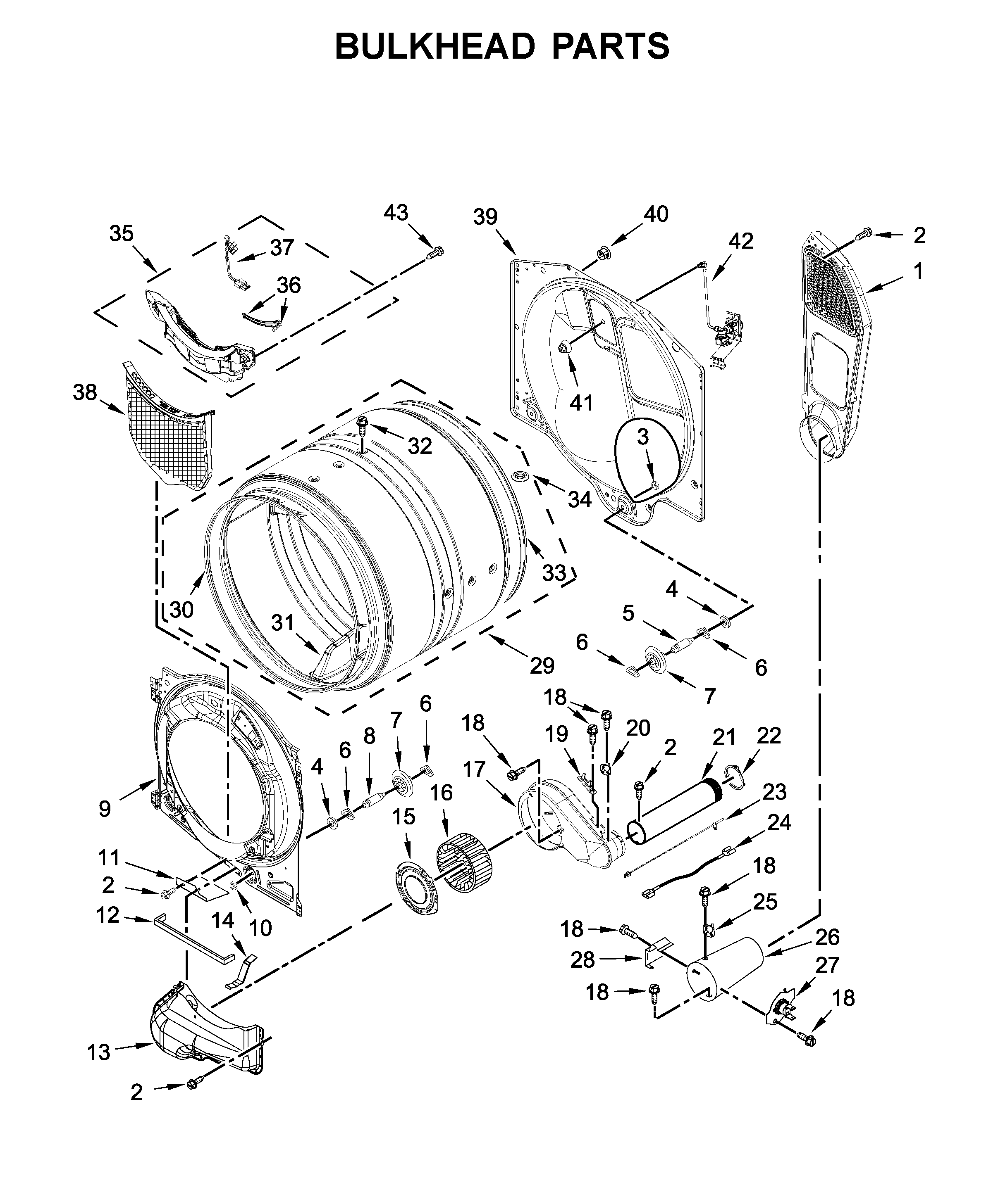 Maytag 7MMGD6630HW1 bulkhead parts diagram