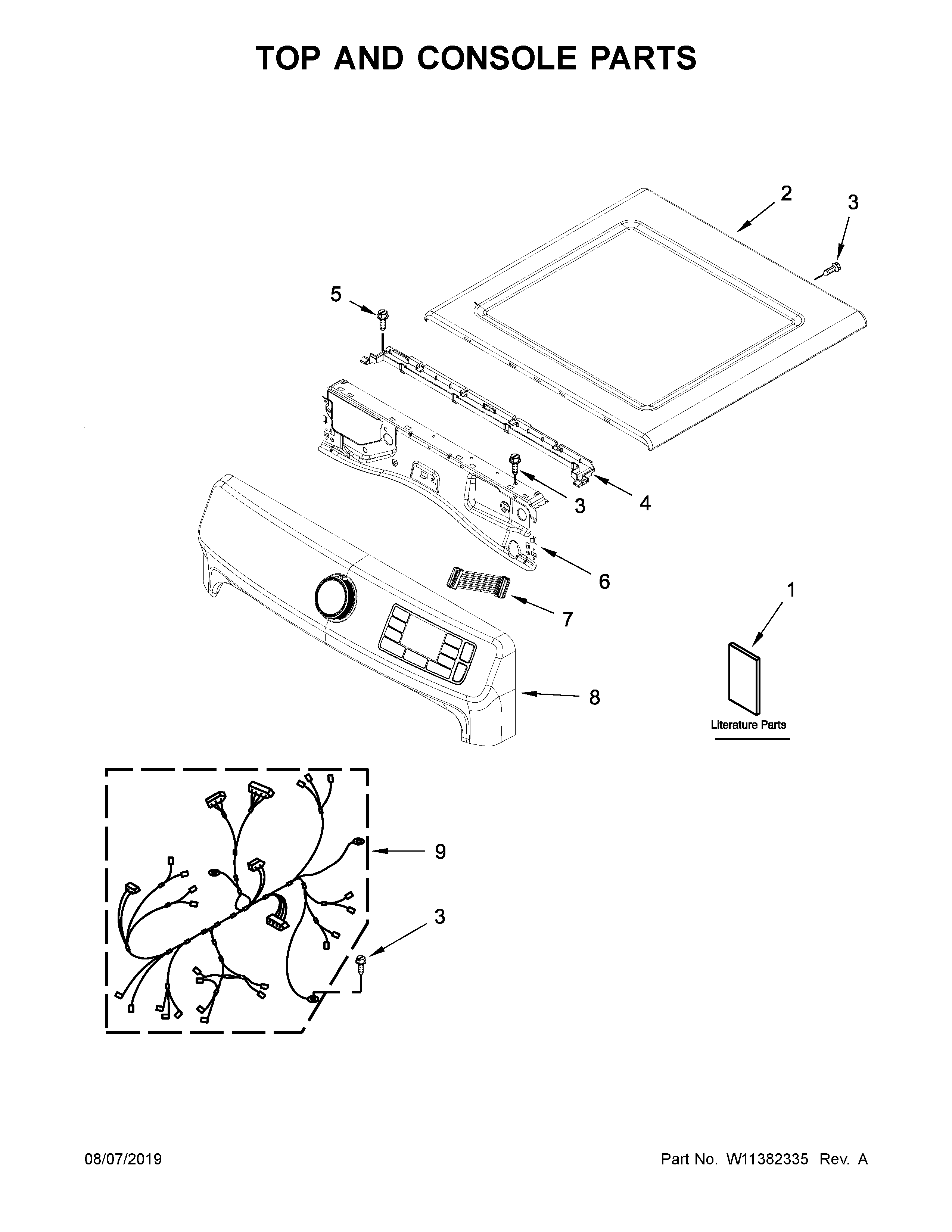 Maytag YMED6630HC1 top and console parts diagram