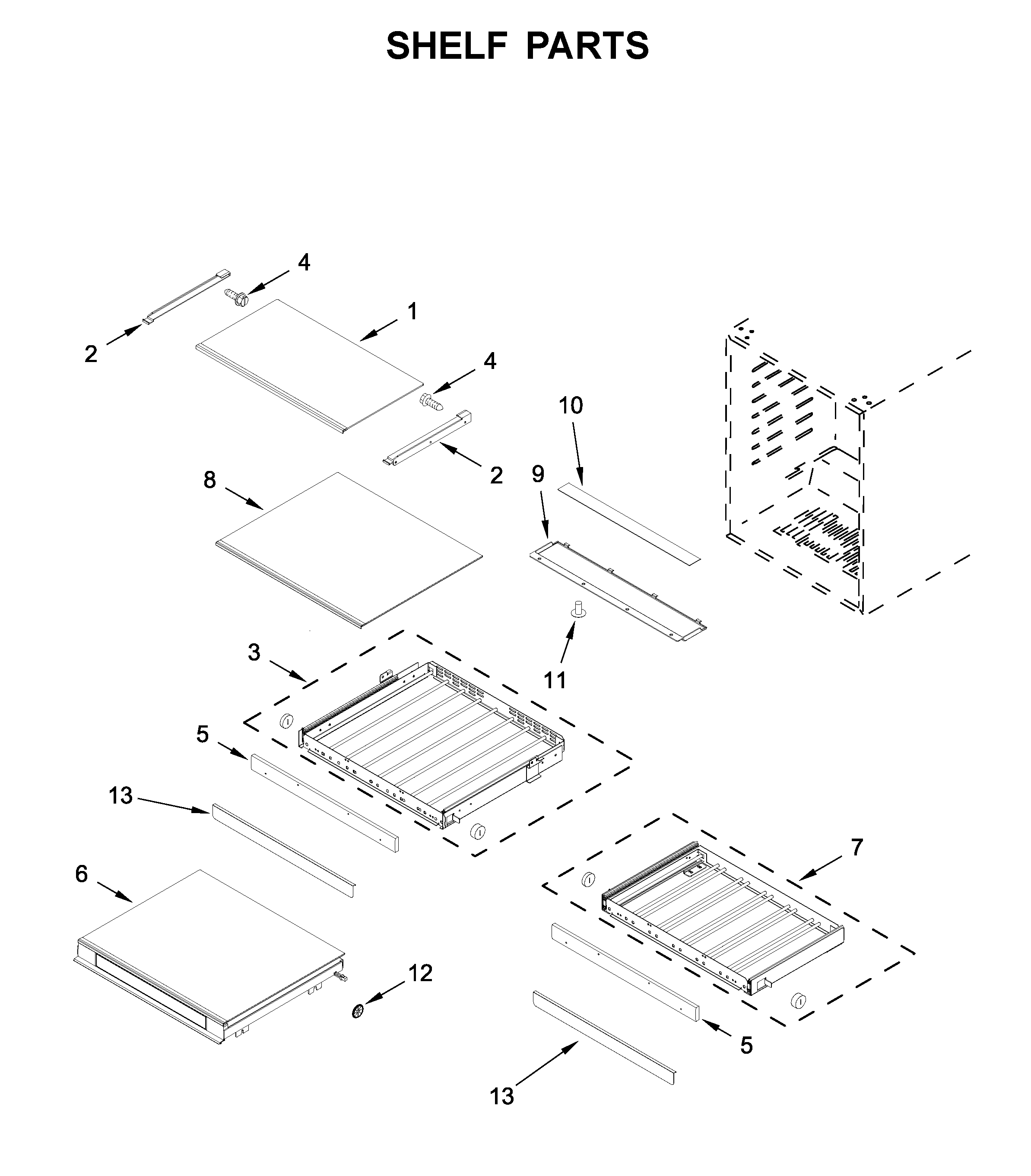 KitchenAid KUBR304EBS01 shelf parts diagram