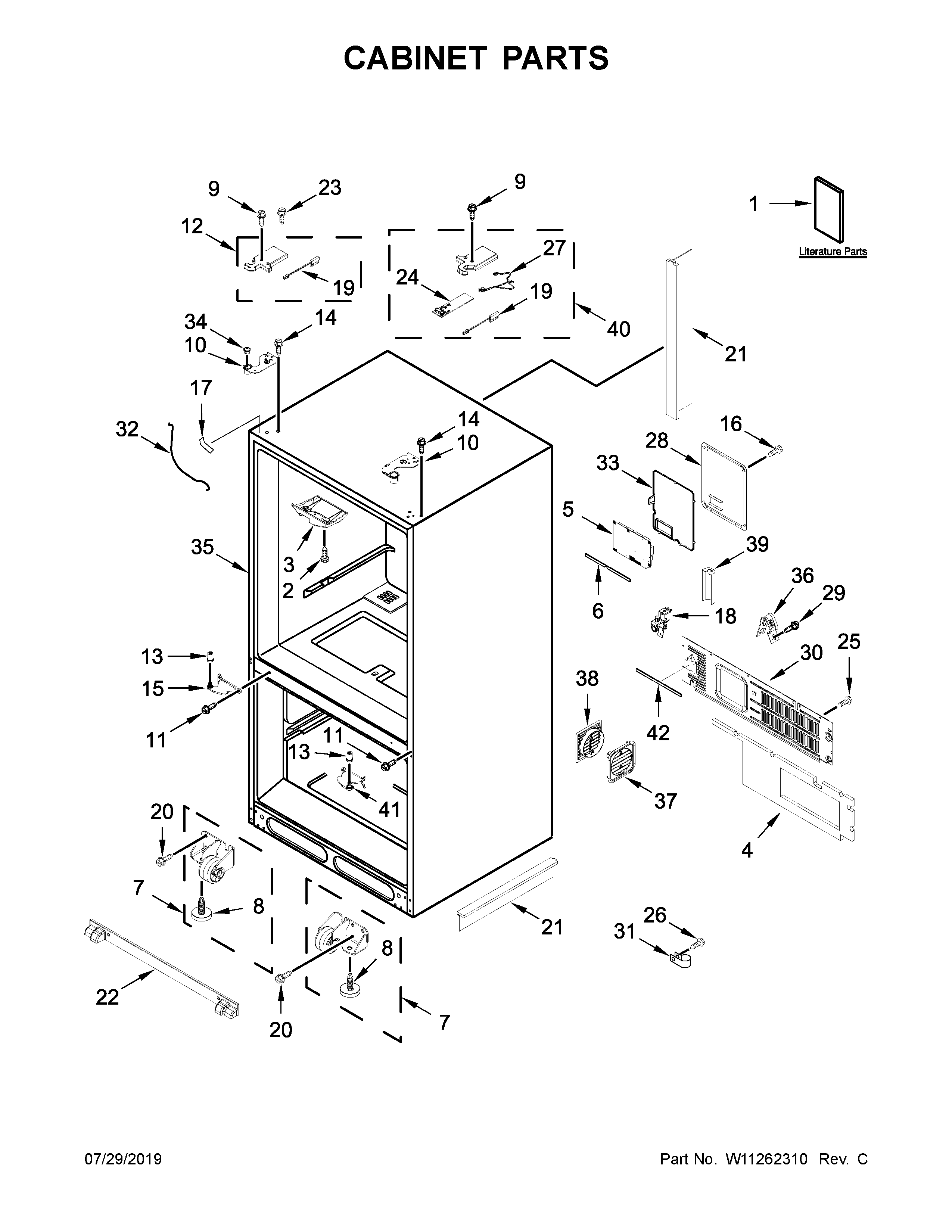 Jenn-Air JFFCC72EFP02 cabinet parts diagram