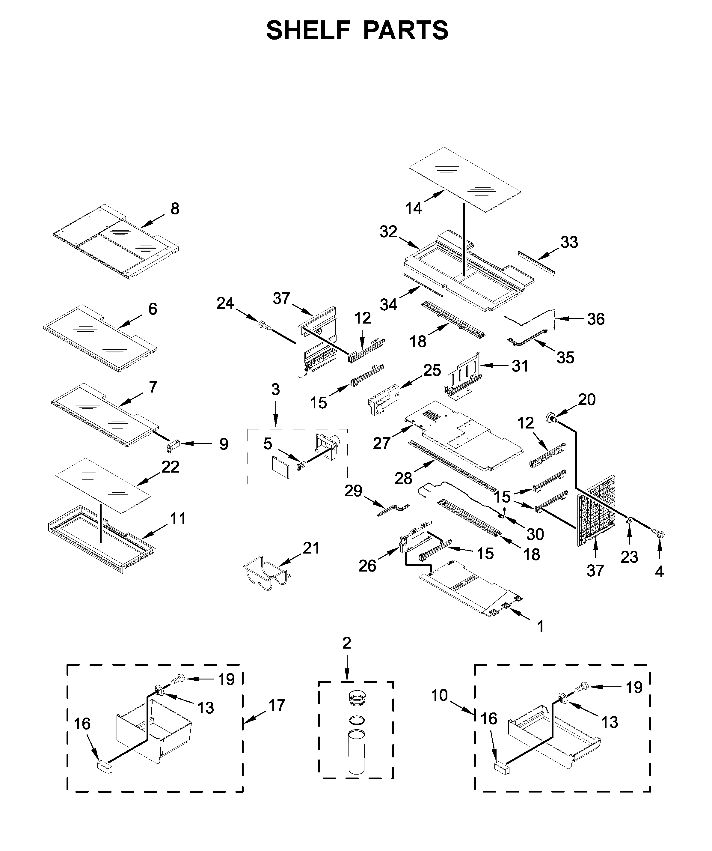 Jenn-Air JFFCC72EFP02 shelf parts diagram