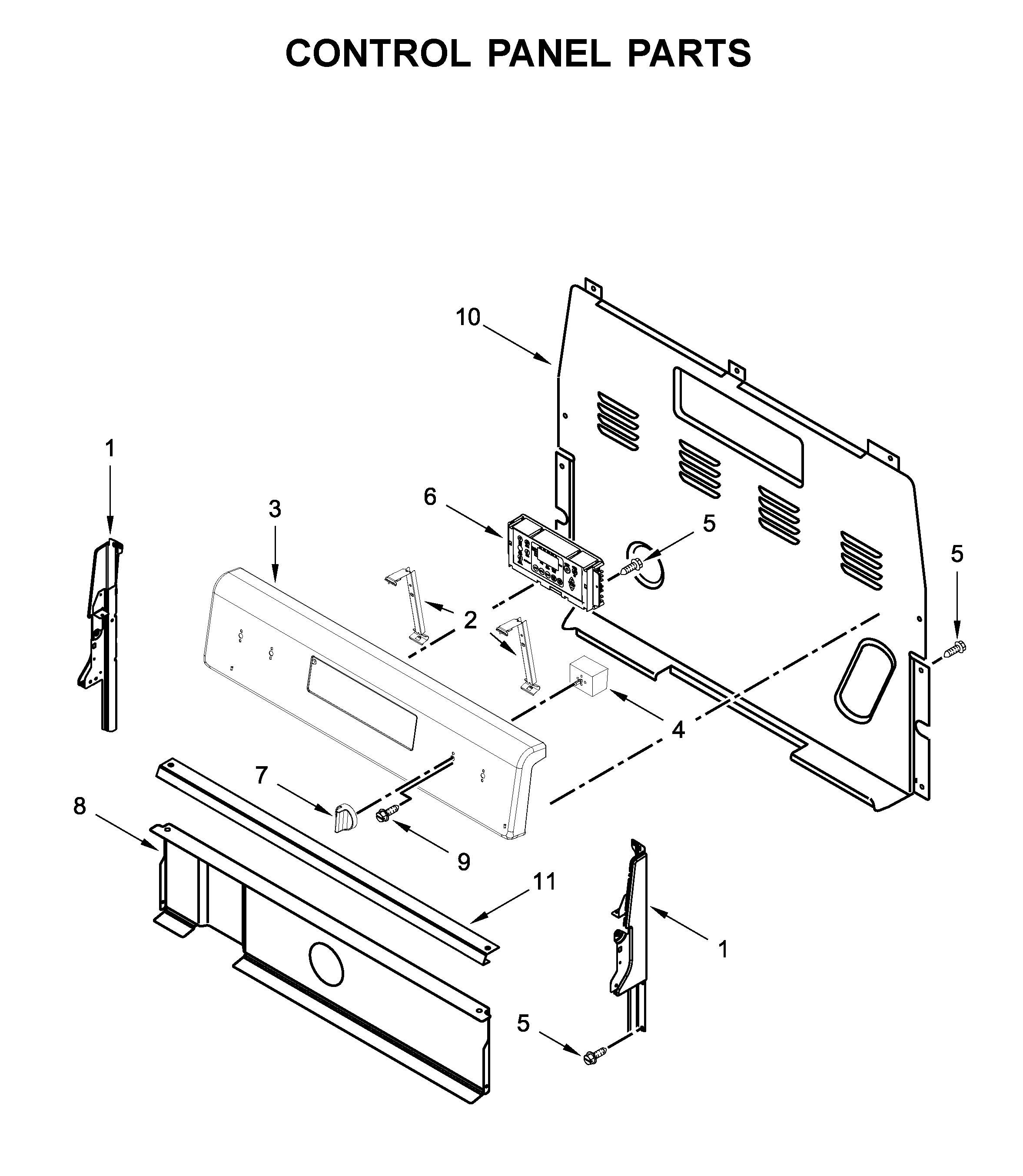 Whirlpool WFE505W0JZ0 control panel parts diagram