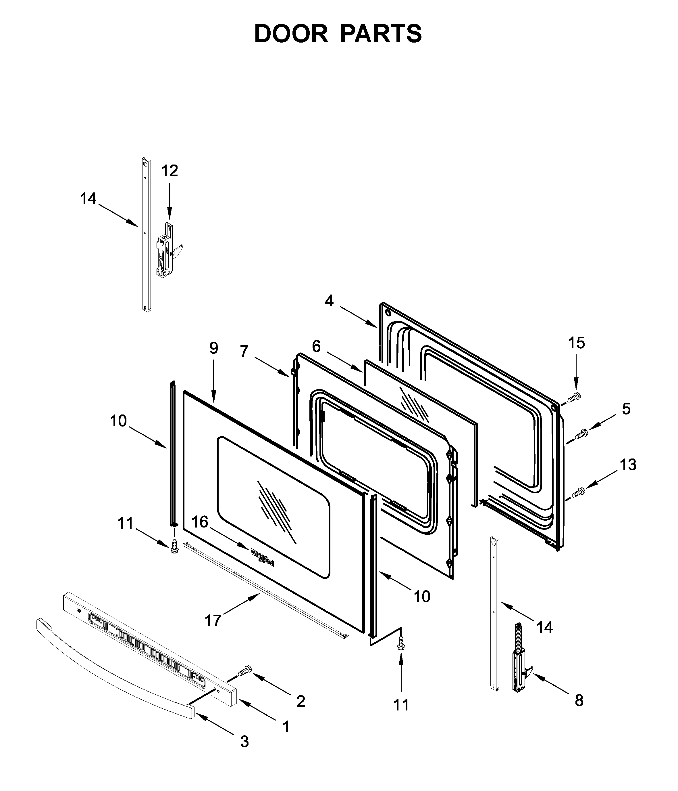 Whirlpool WFE505W0JZ0 door parts diagram