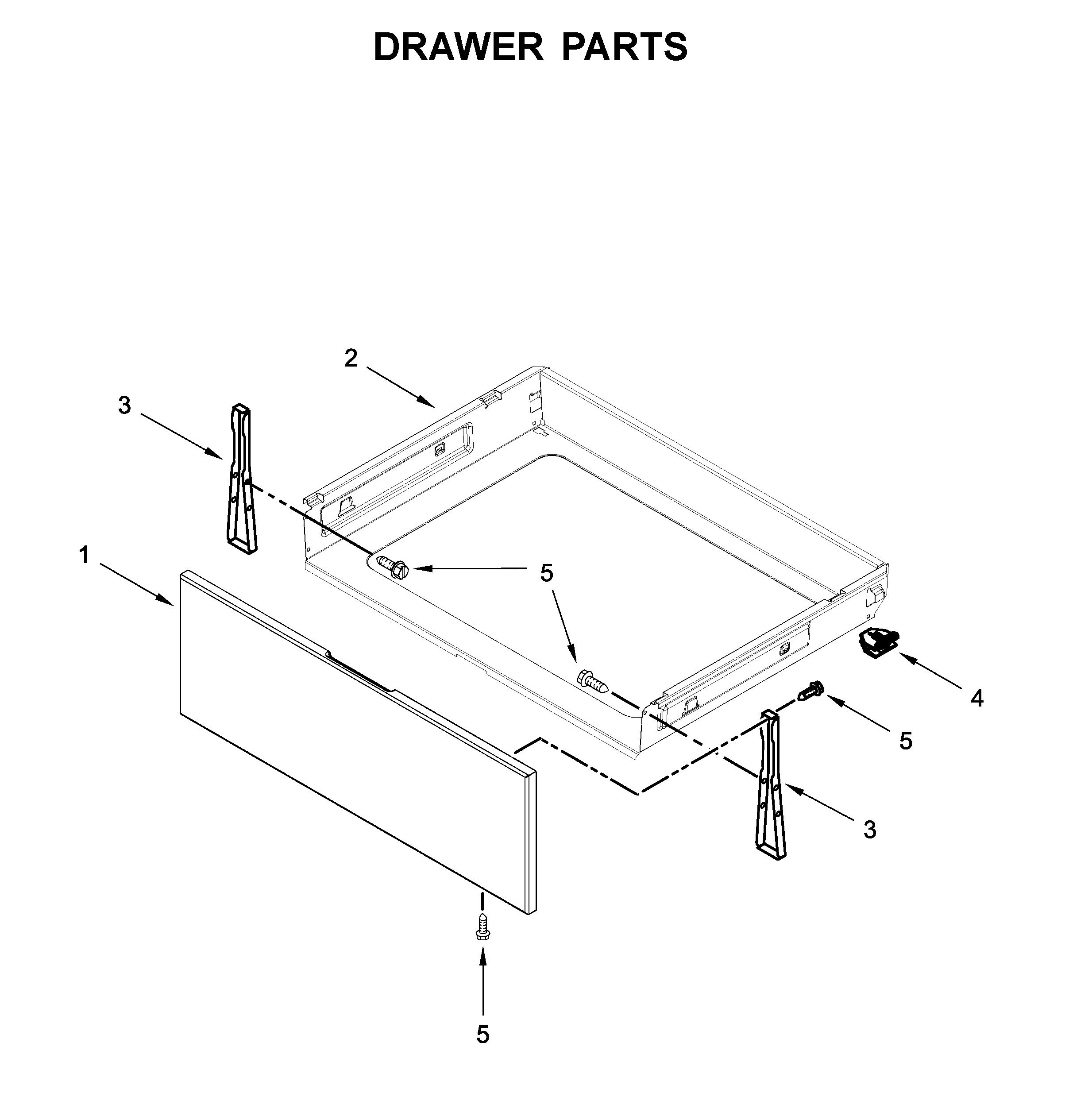 Whirlpool WFE505W0JZ0 drawer parts diagram