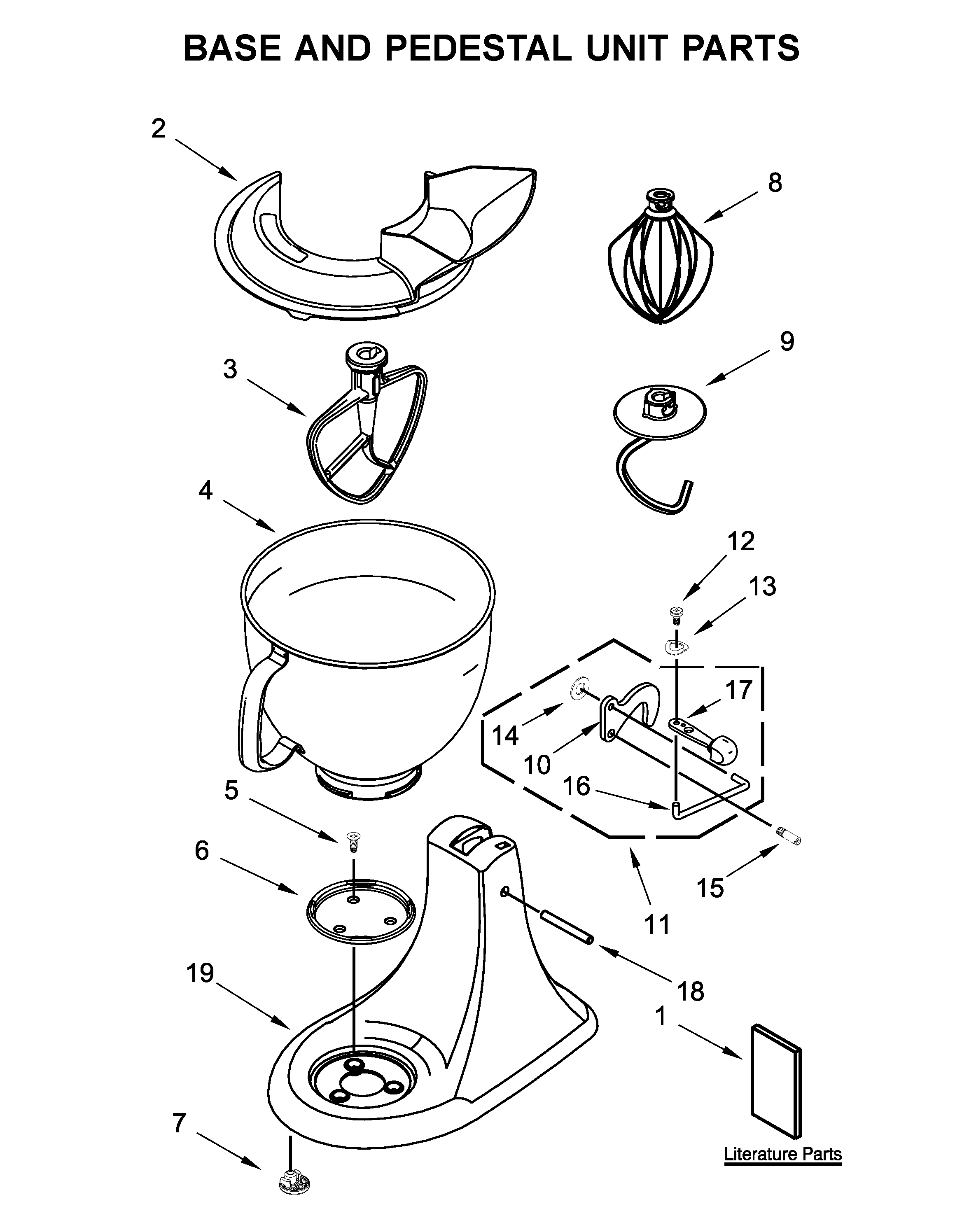 KitchenAid KSM150EPMC0 base and pedestal unit parts diagram