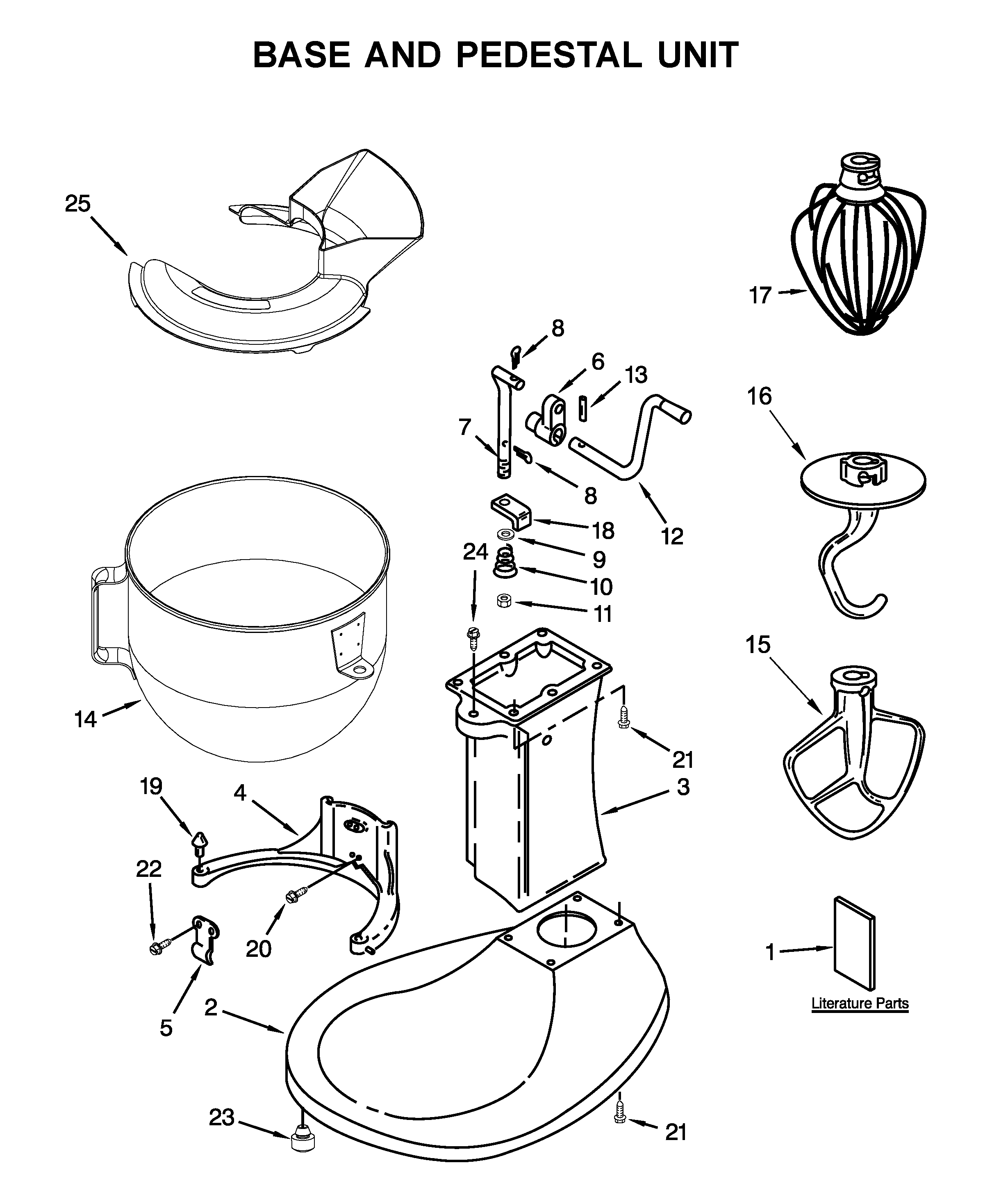 KitchenAid 5KPM5BOB4 base and pedestal unit diagram