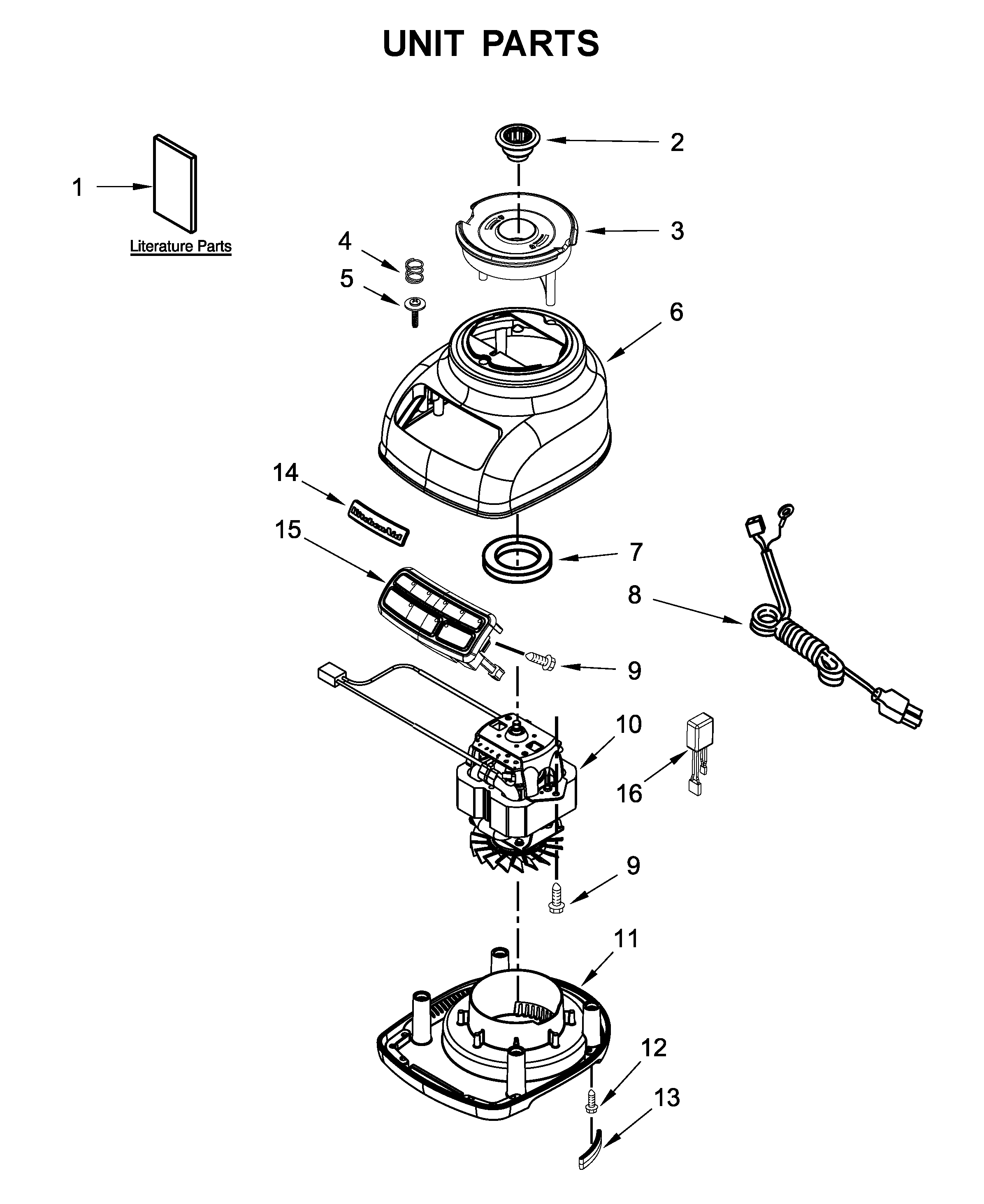 KitchenAid 5KSB1585BWH0 unit parts diagram