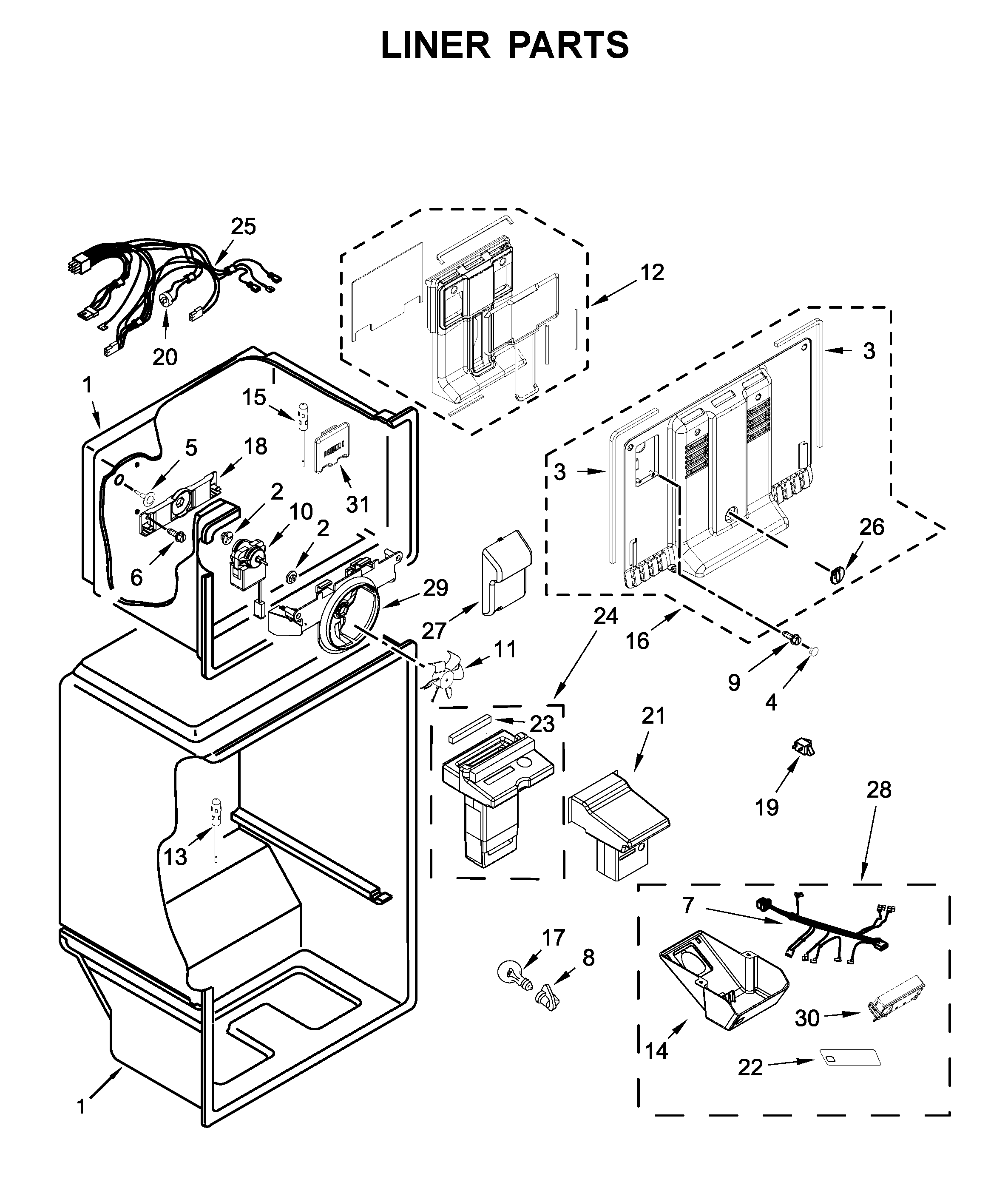 Whirlpool WRT518SZFM00 liner parts diagram