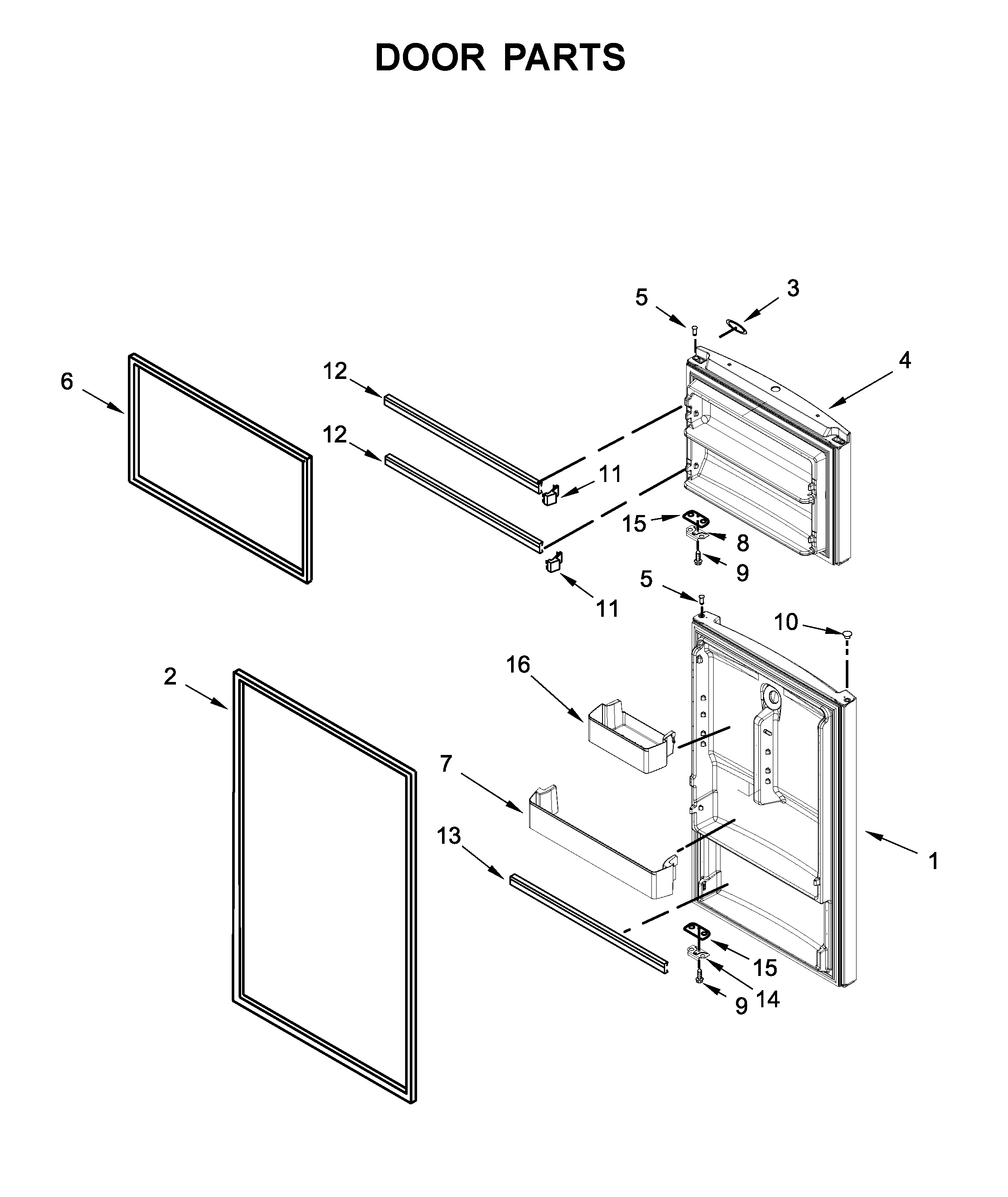 Whirlpool WRT518SZFM00 door parts diagram