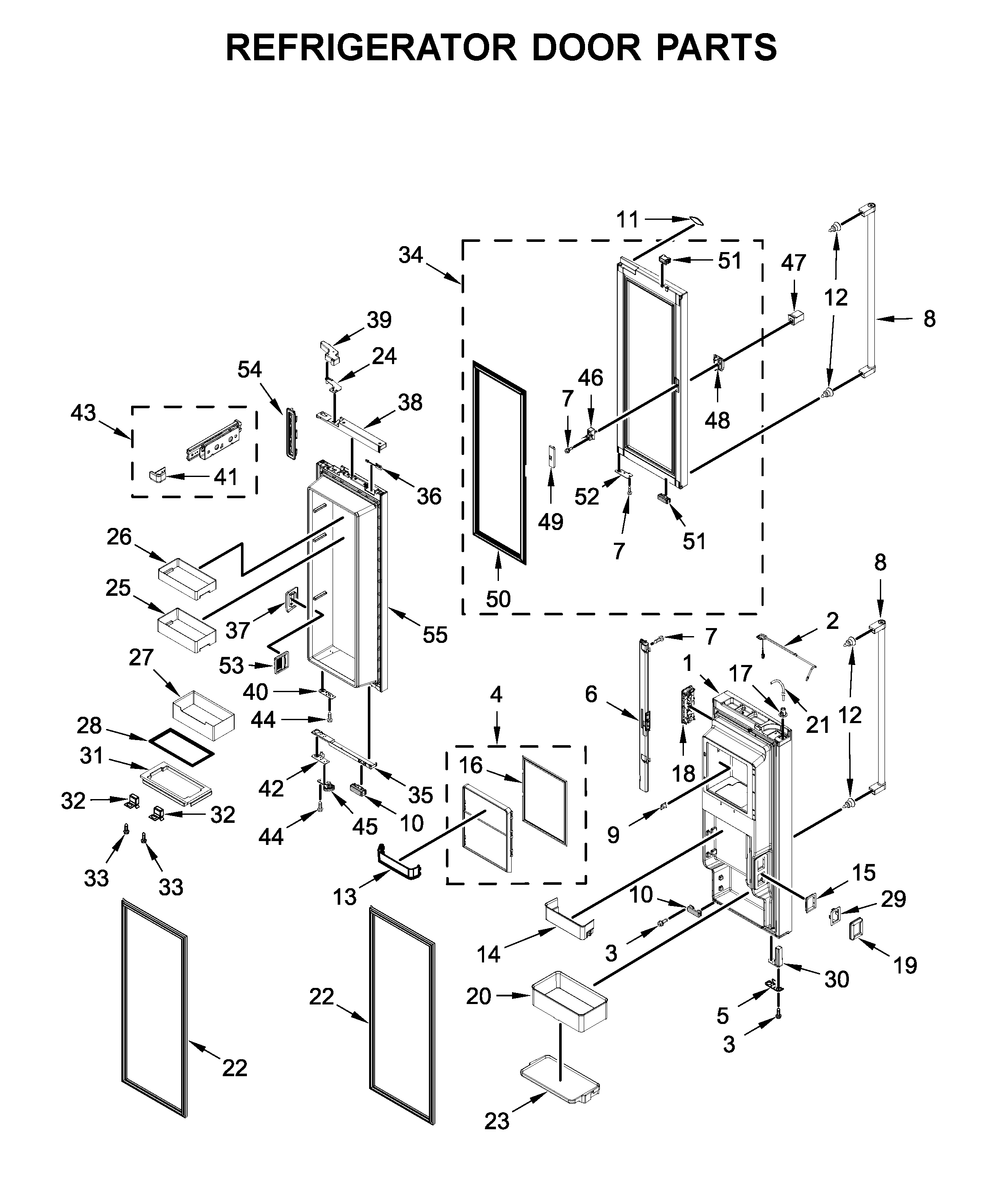 KitchenAid KRFC804GSS00 refrigerator door parts diagram