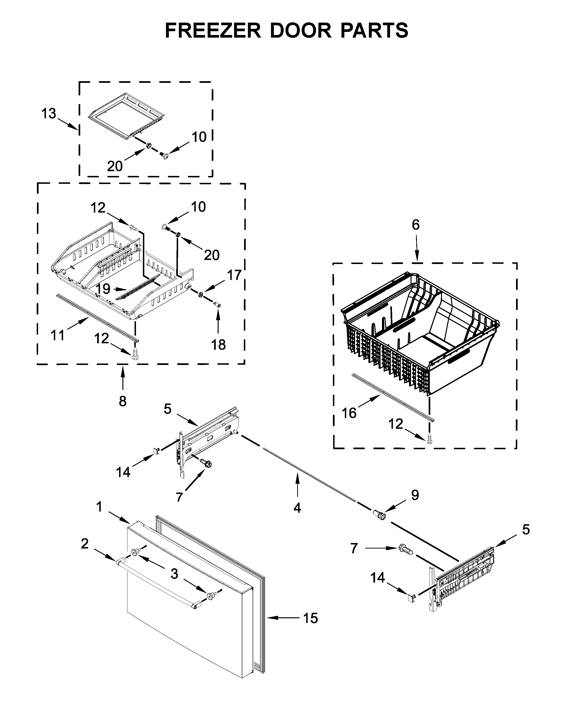 KitchenAid KRFC804GSS00 freezer door parts diagram
