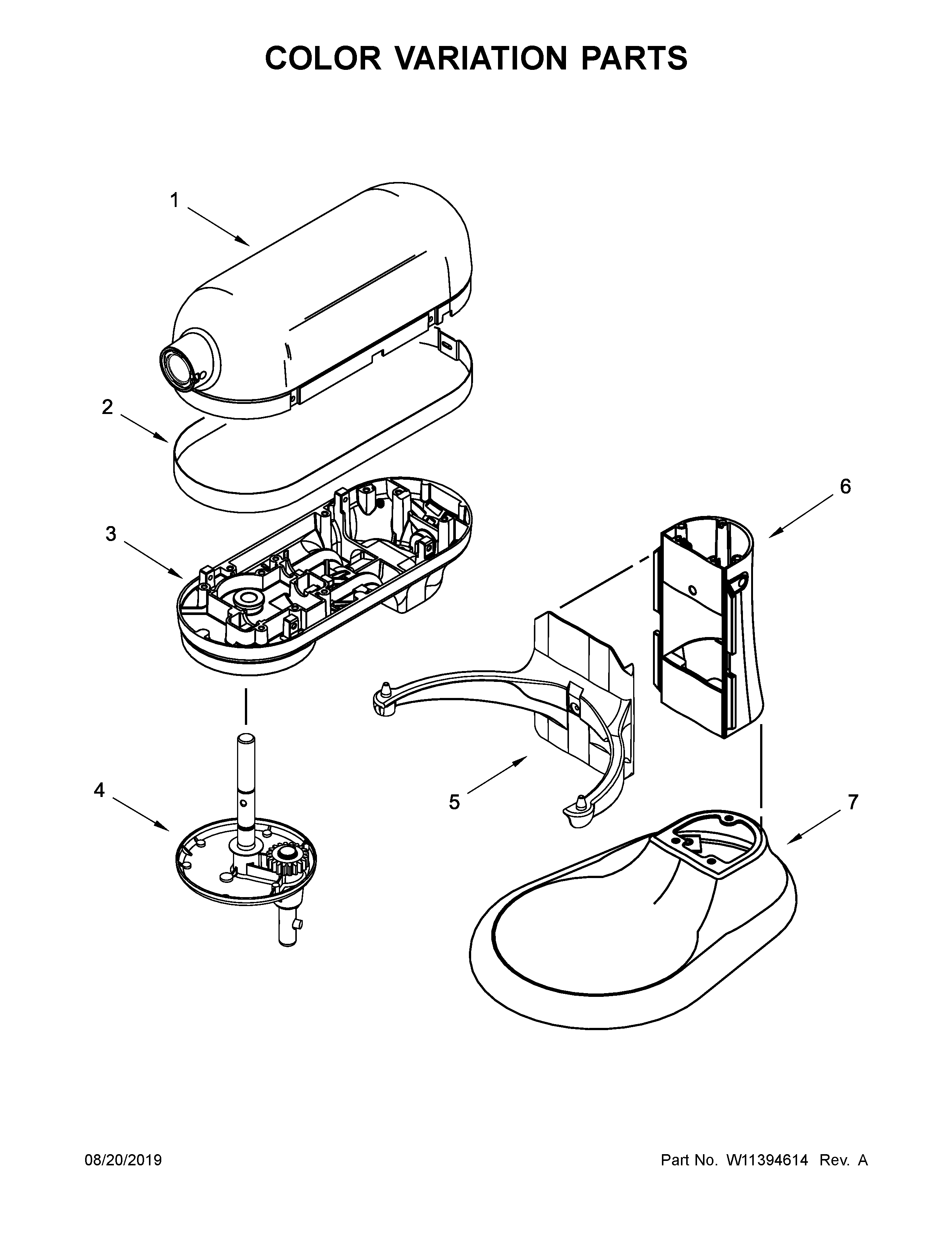 KitchenAid KP26M1XQ2CU5 color variation parts diagram