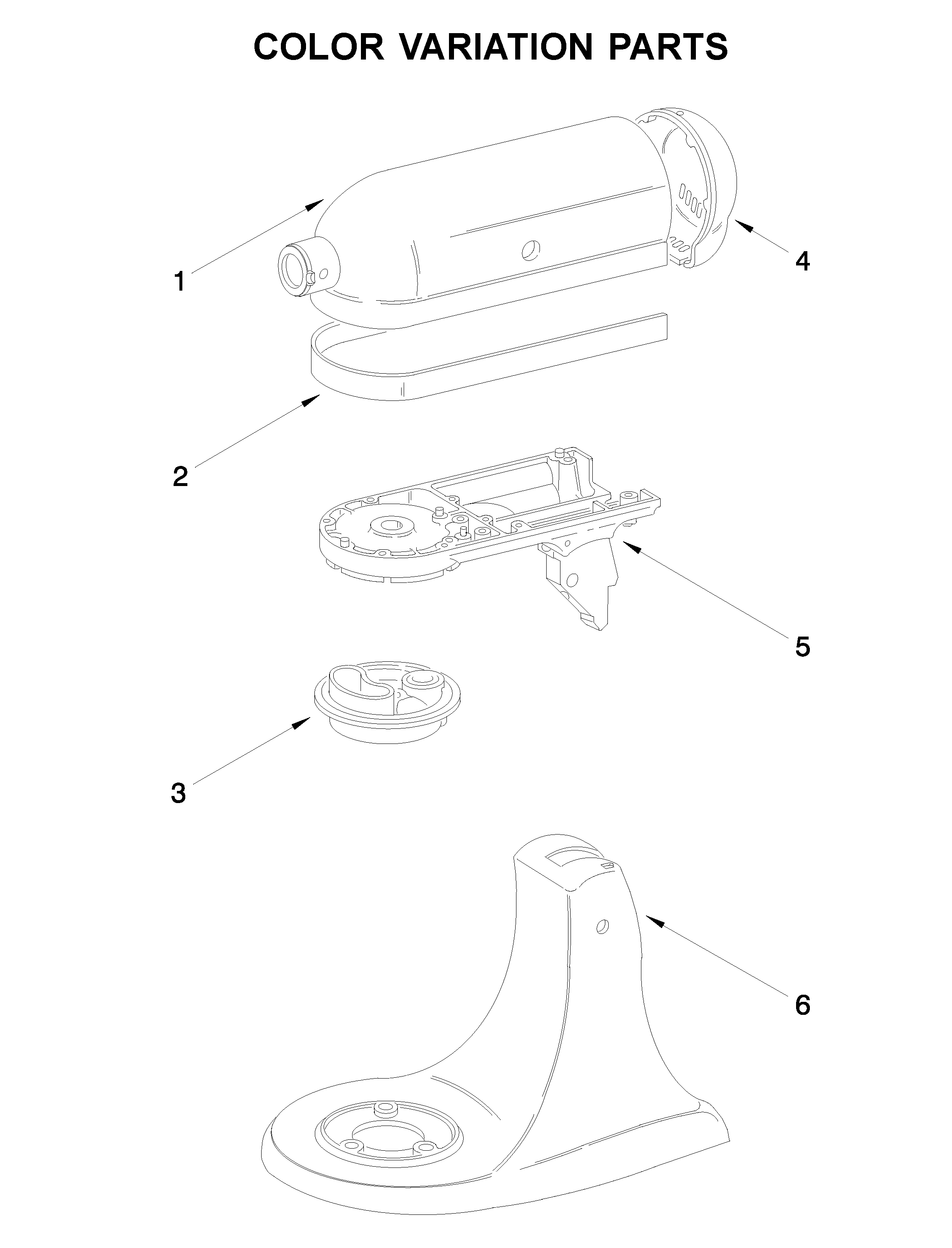 KitchenAid 5K45SSROB0 color variation parts diagram