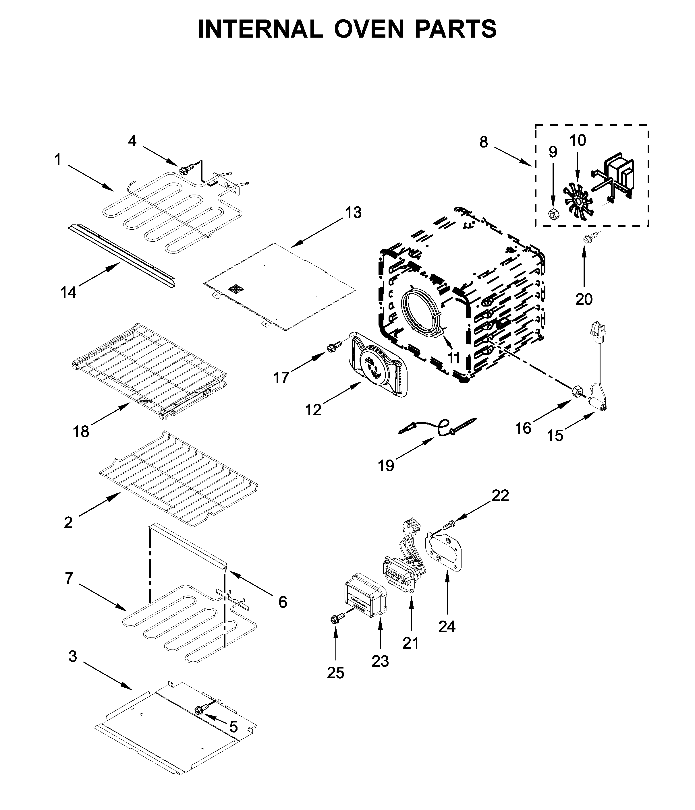 KitchenAid KODE900HBS00 internal oven parts diagram