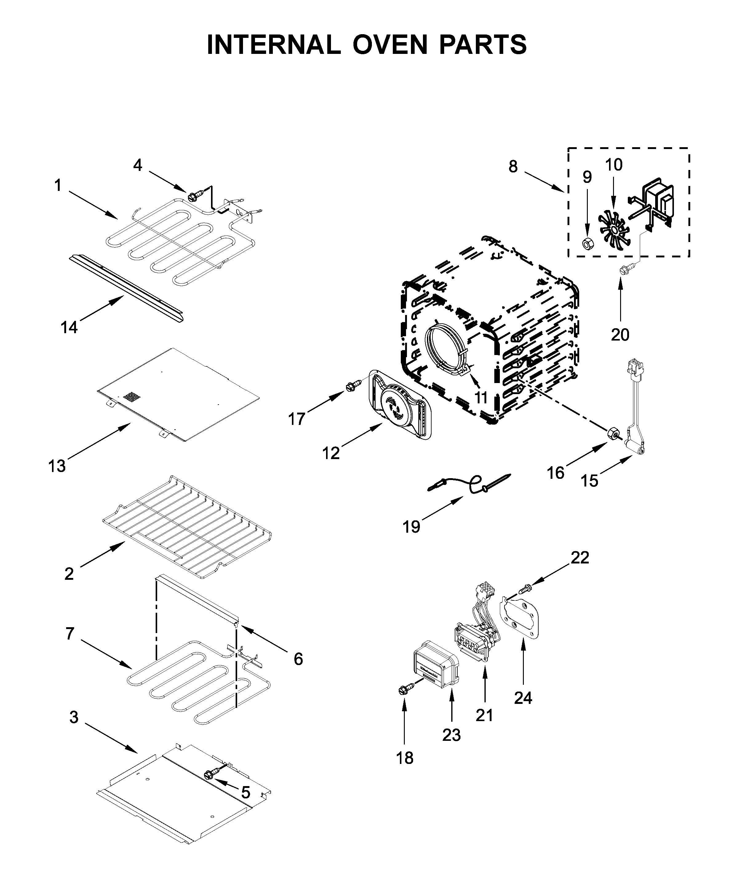KitchenAid KOSE900HBS00 internal oven parts diagram