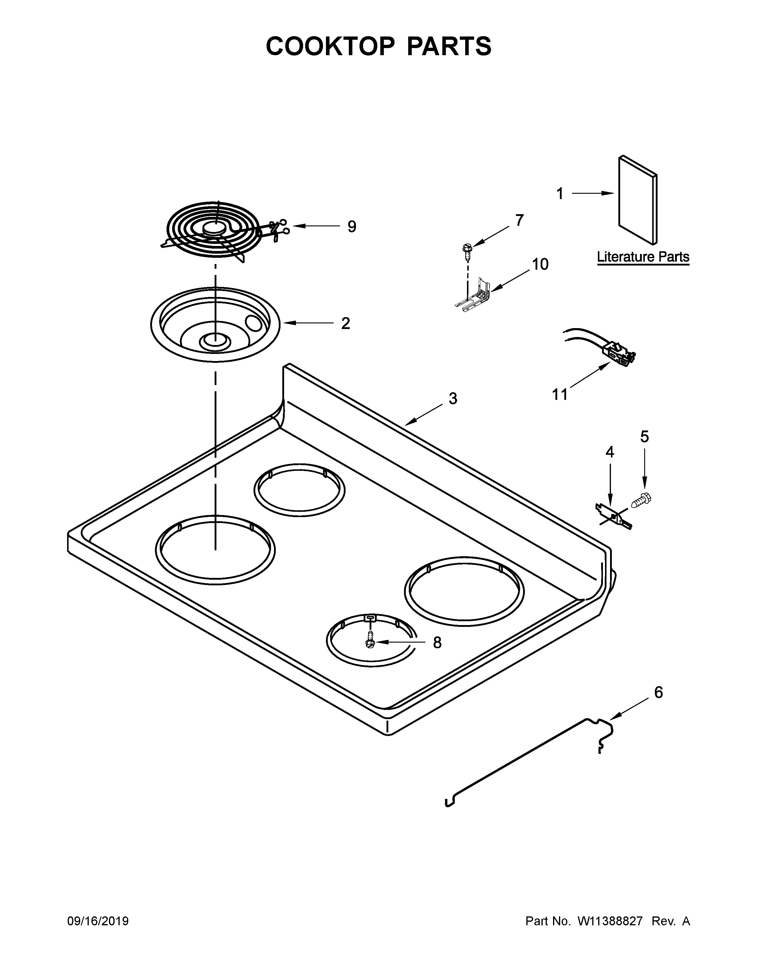 Amana YACR4303MFW4 cooktop parts diagram