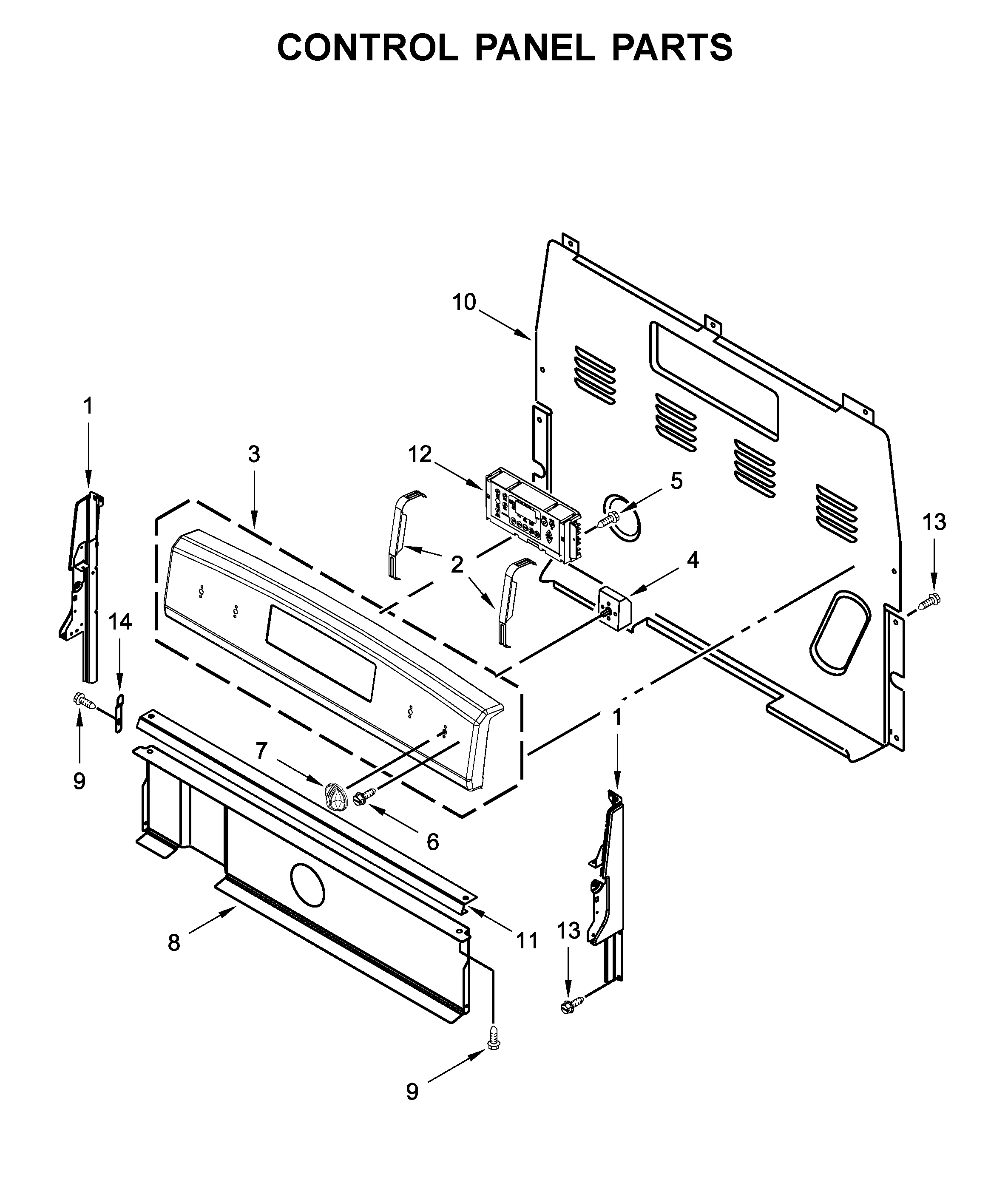 Amana YACR4303MFW4 control panel parts diagram
