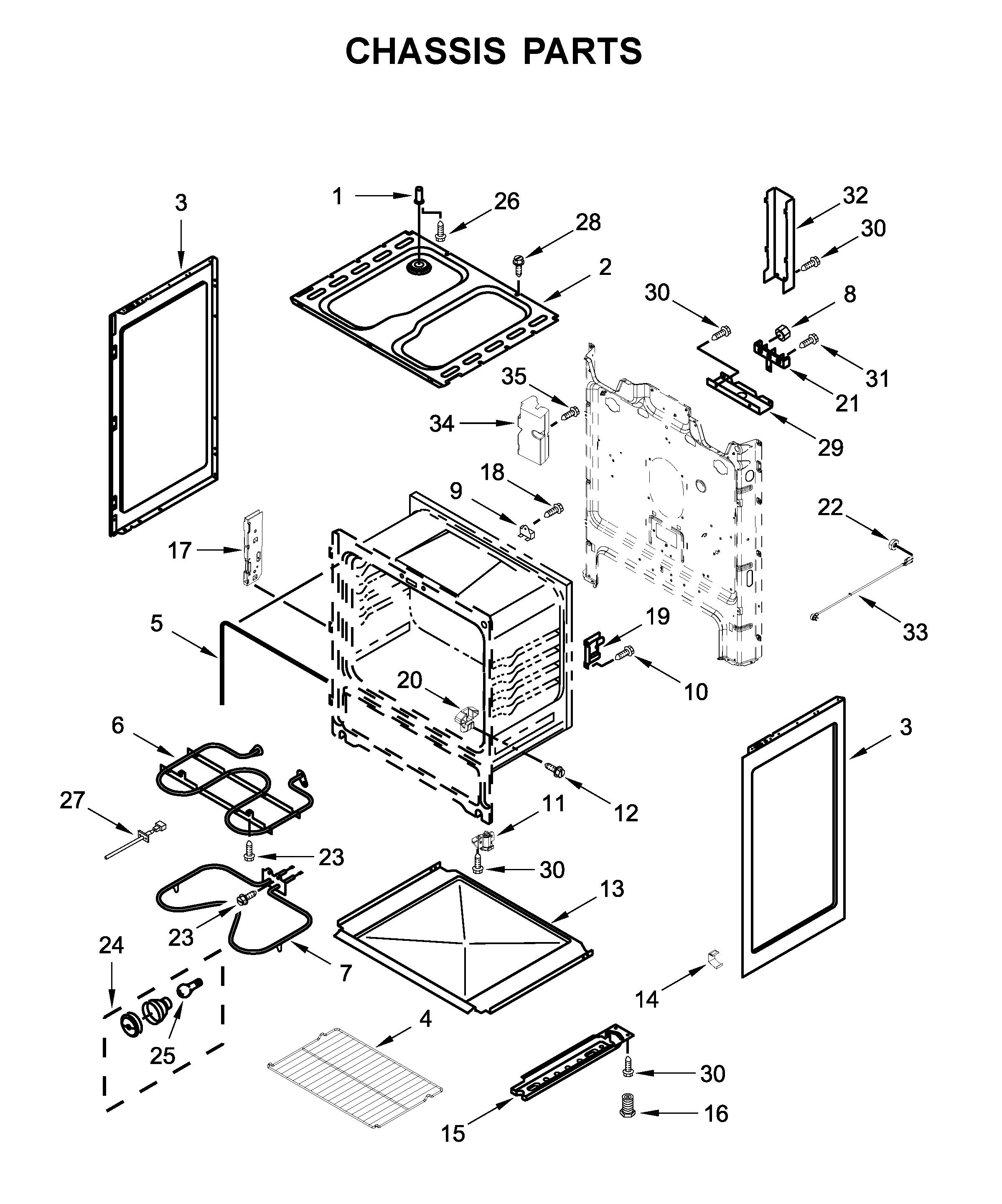 Amana YACR4303MFW4 chassis parts diagram