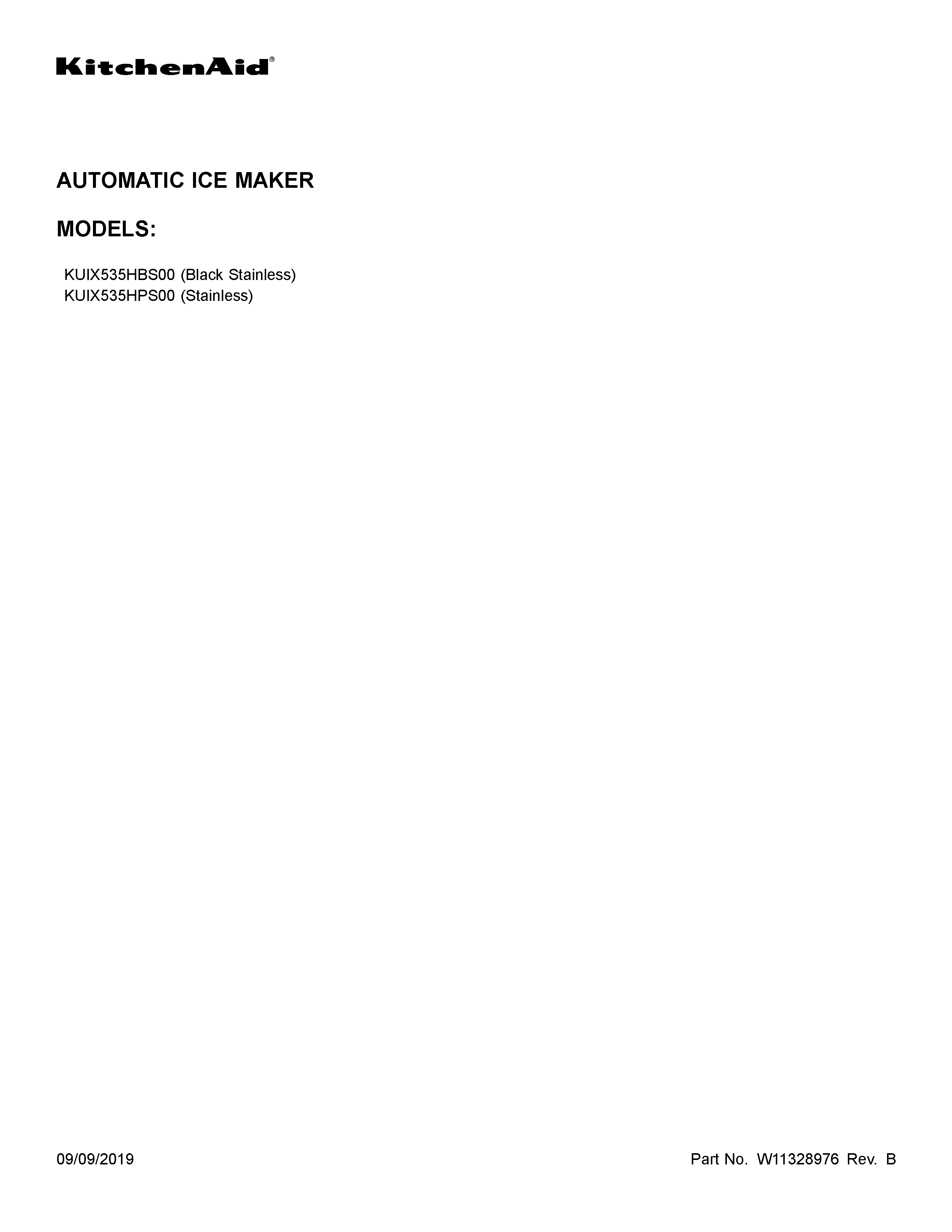 KitchenAid KUIX535HPS00 cover sheet diagram