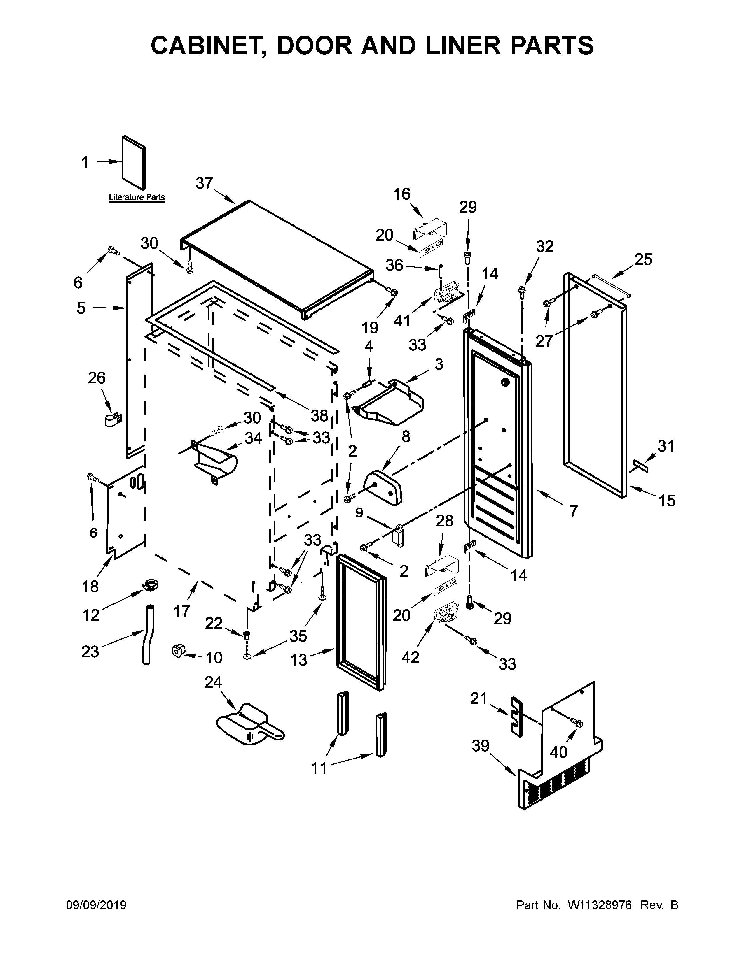 KitchenAid KUIX535HPS00 cabinet, door and liner parts diagram