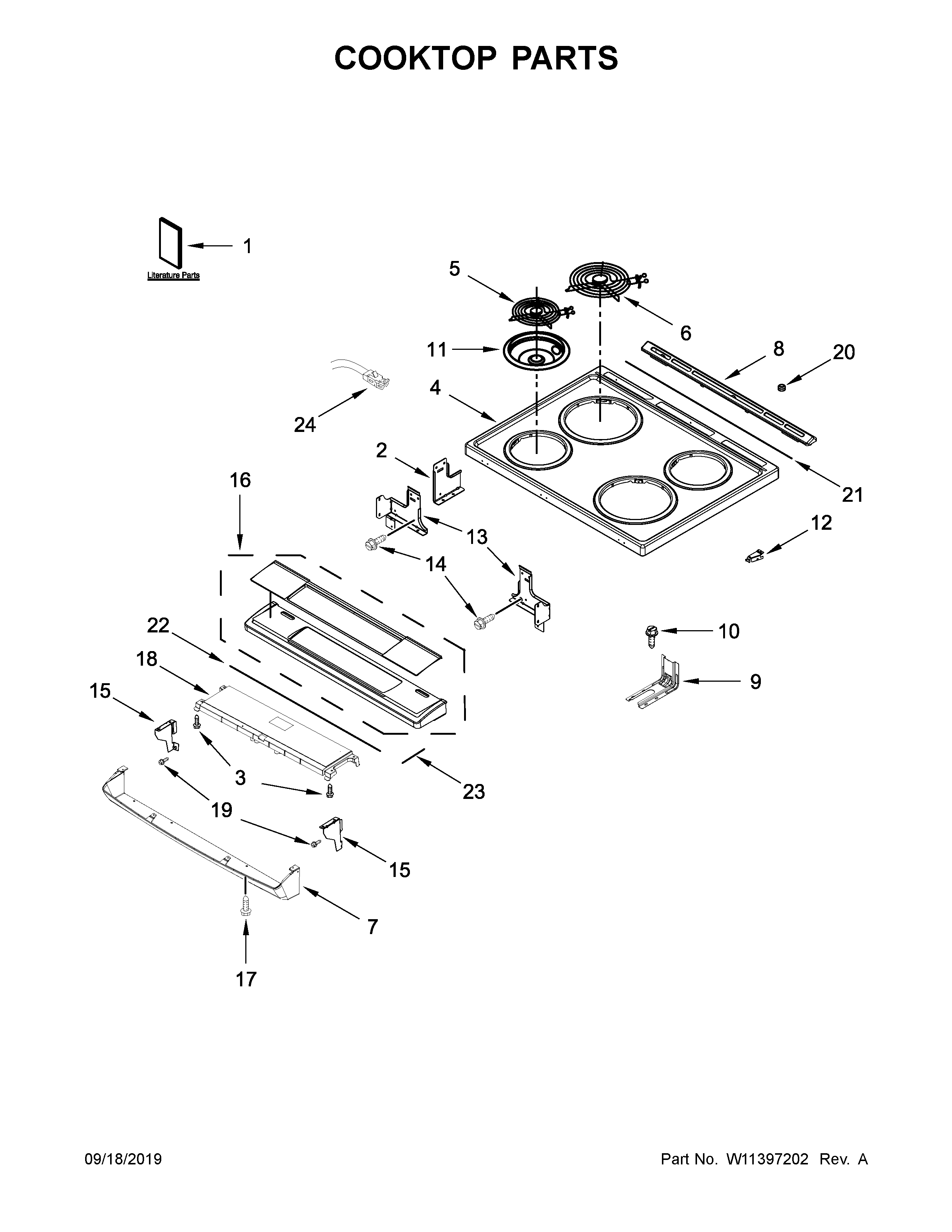 Whirlpool WEC310SAGB3 cooktop parts diagram