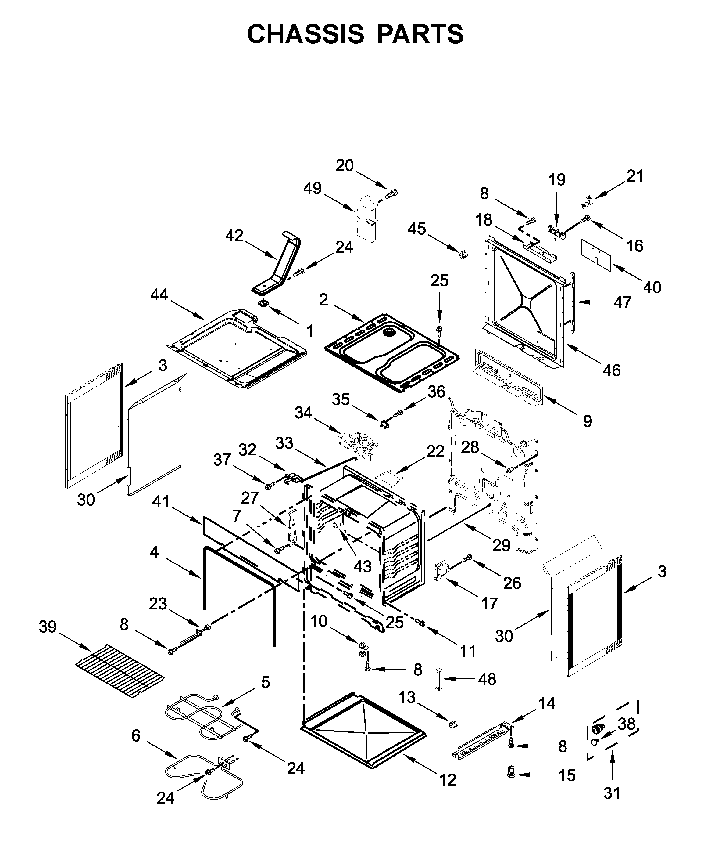 Whirlpool WEC310SAGB3 chassis parts diagram