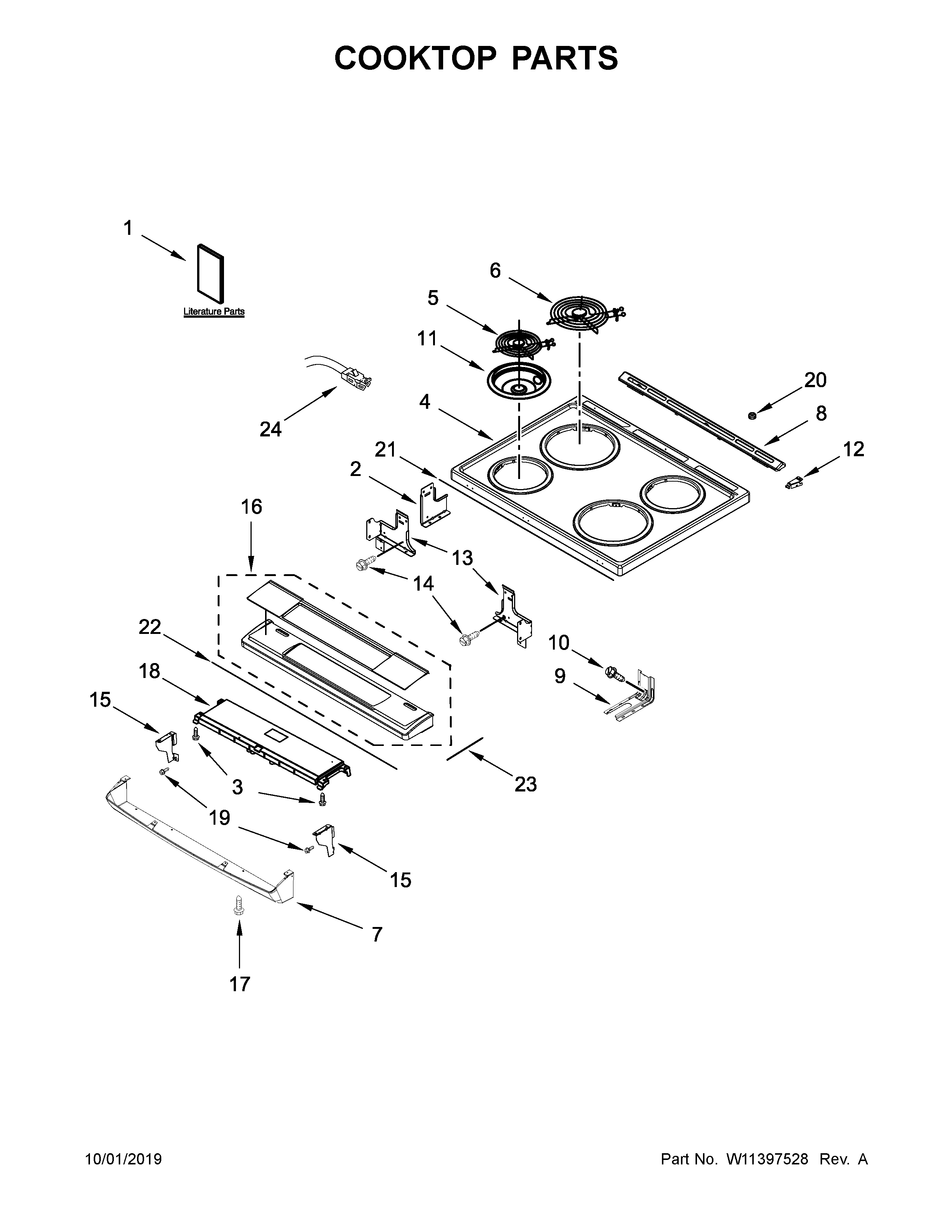 Whirlpool WEC310S0FS4 cooktop parts diagram