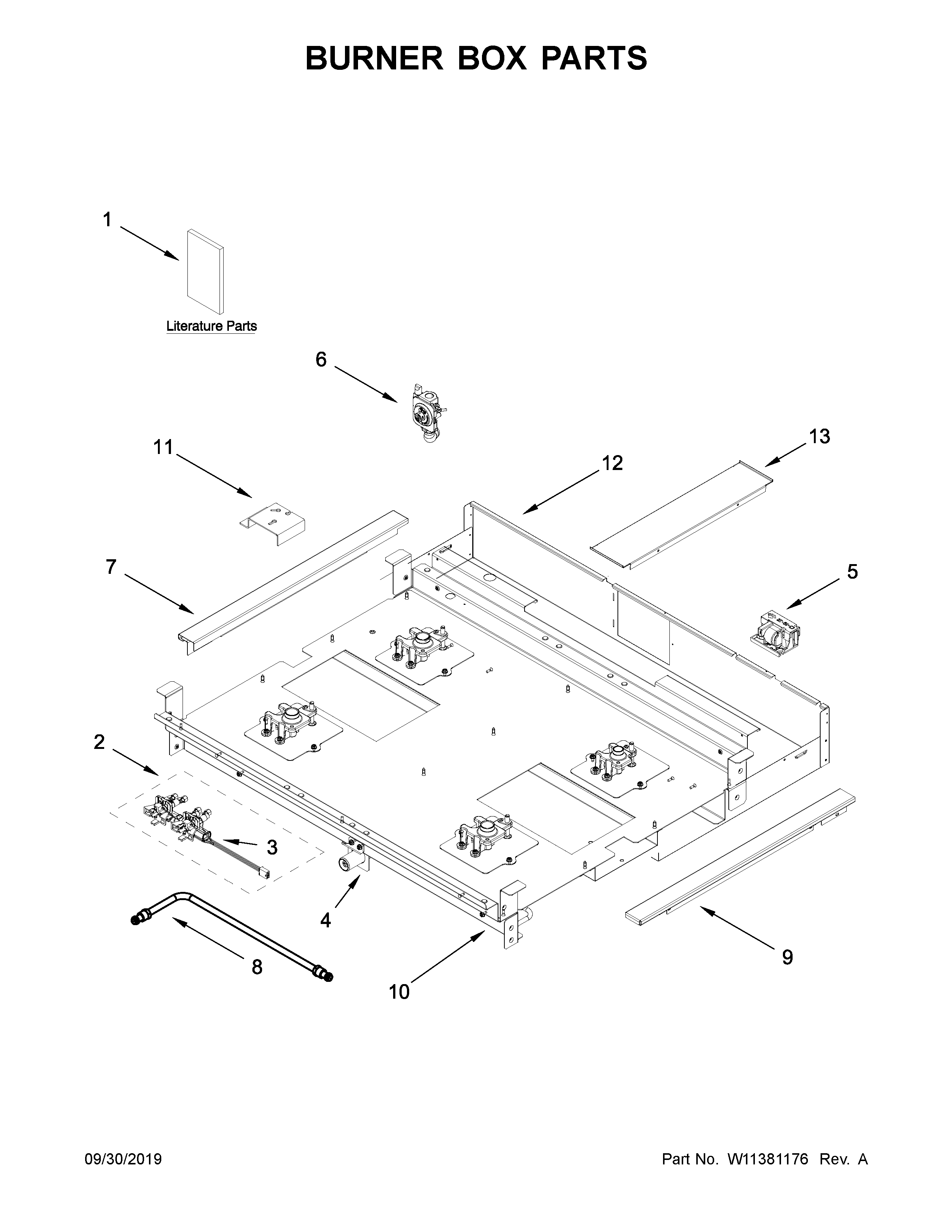 KitchenAid KCGC500JSS00 burner box parts diagram