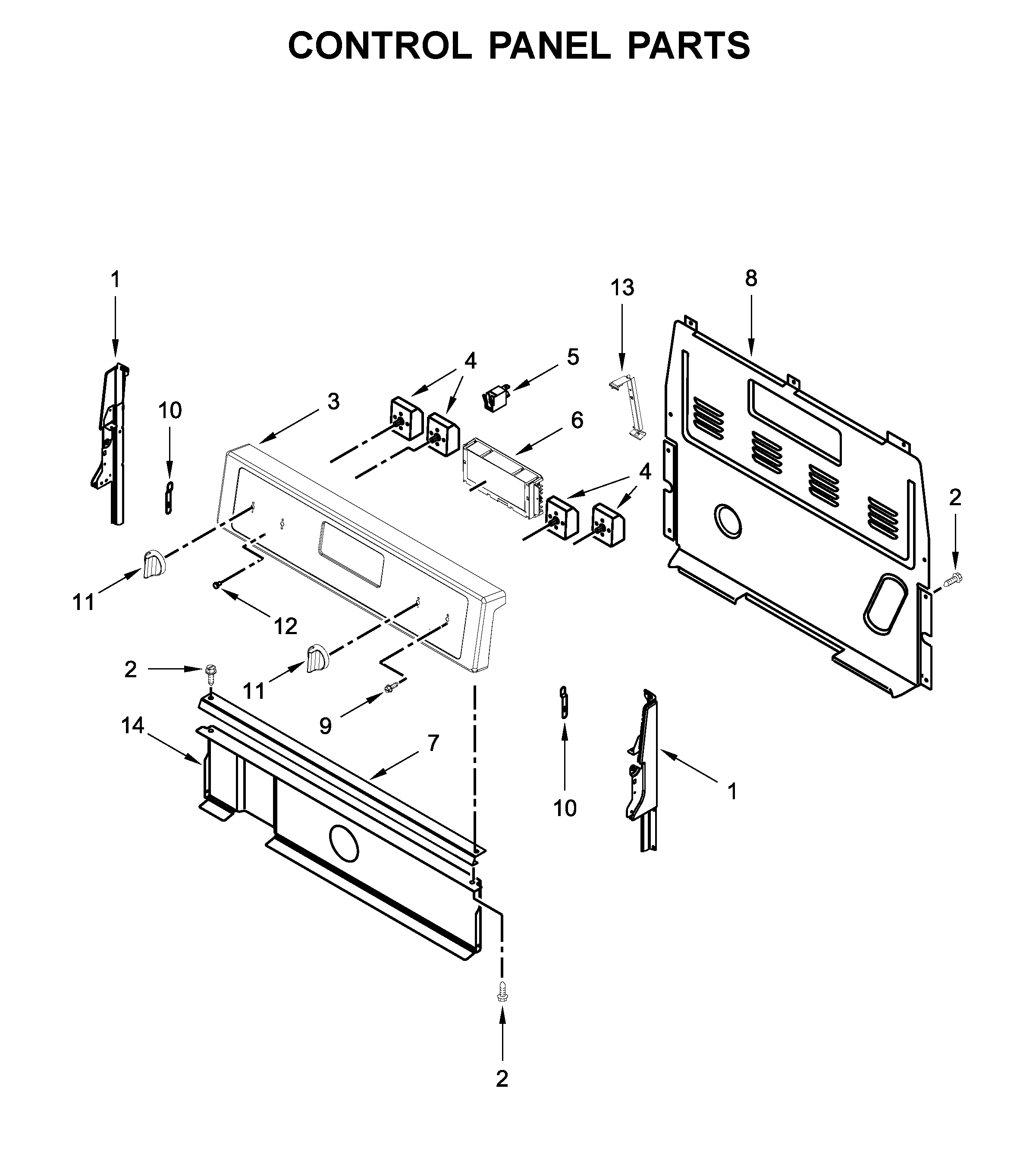 Whirlpool WFC310S0EW4 control panel parts diagram
