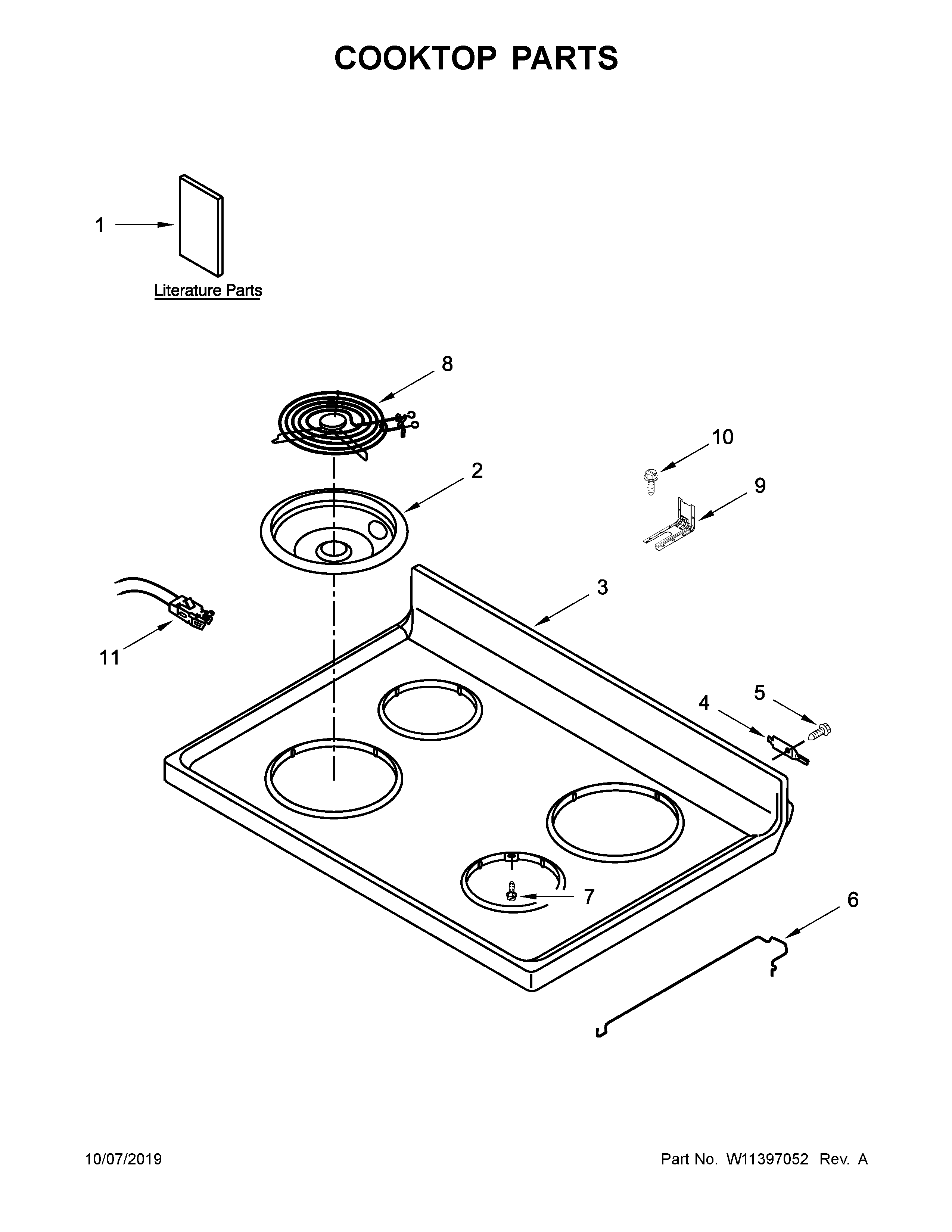 Whirlpool YWFC310S0EW4 cooktop parts diagram