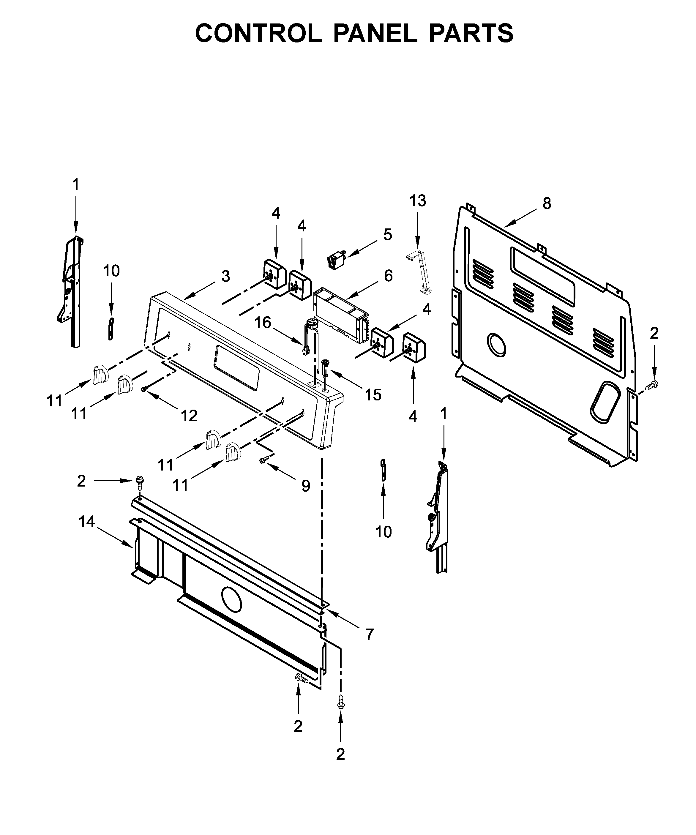 Whirlpool YWFC310S0EW4 control panel parts diagram