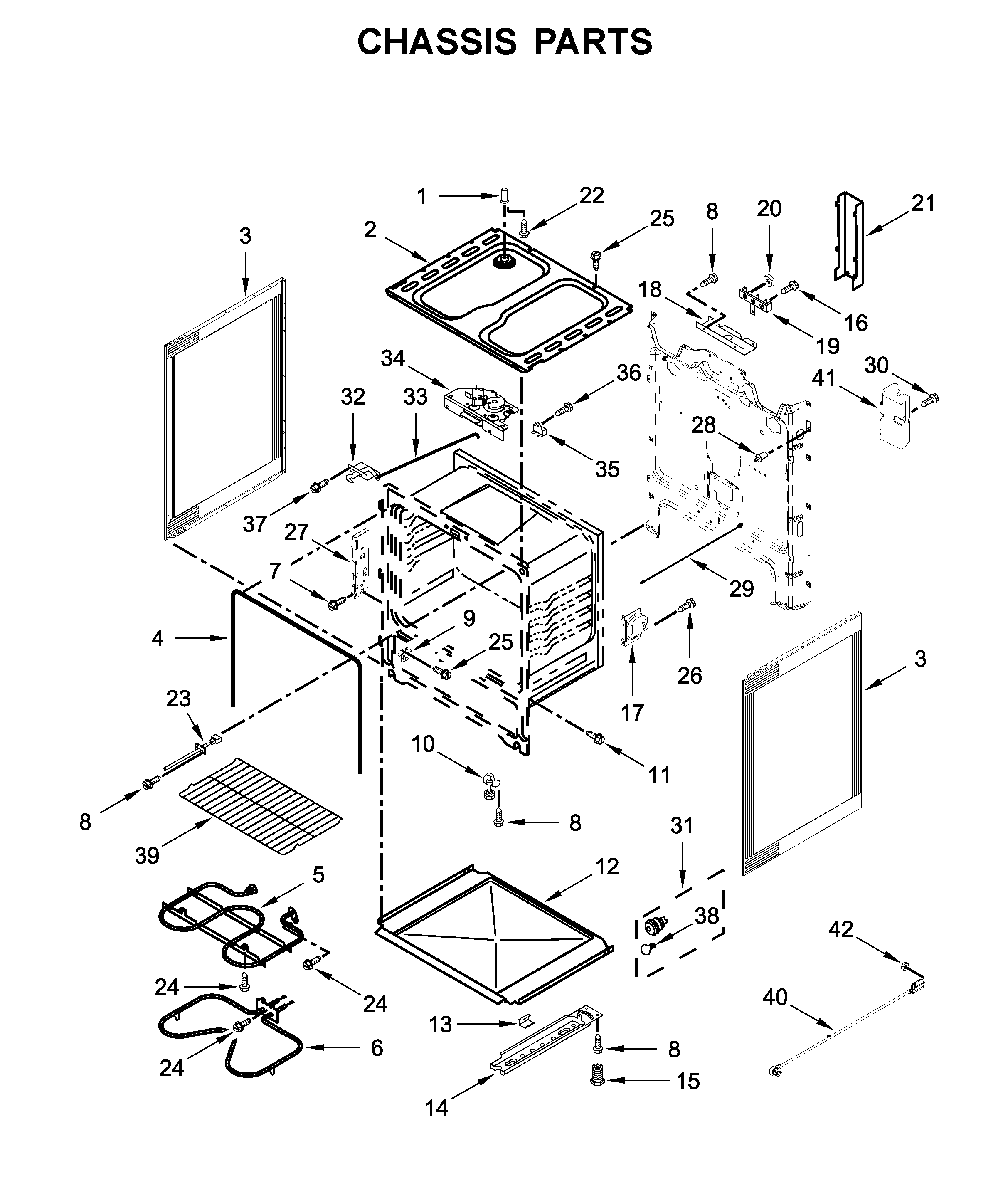 Whirlpool YWFC310S0EW4 chassis parts diagram