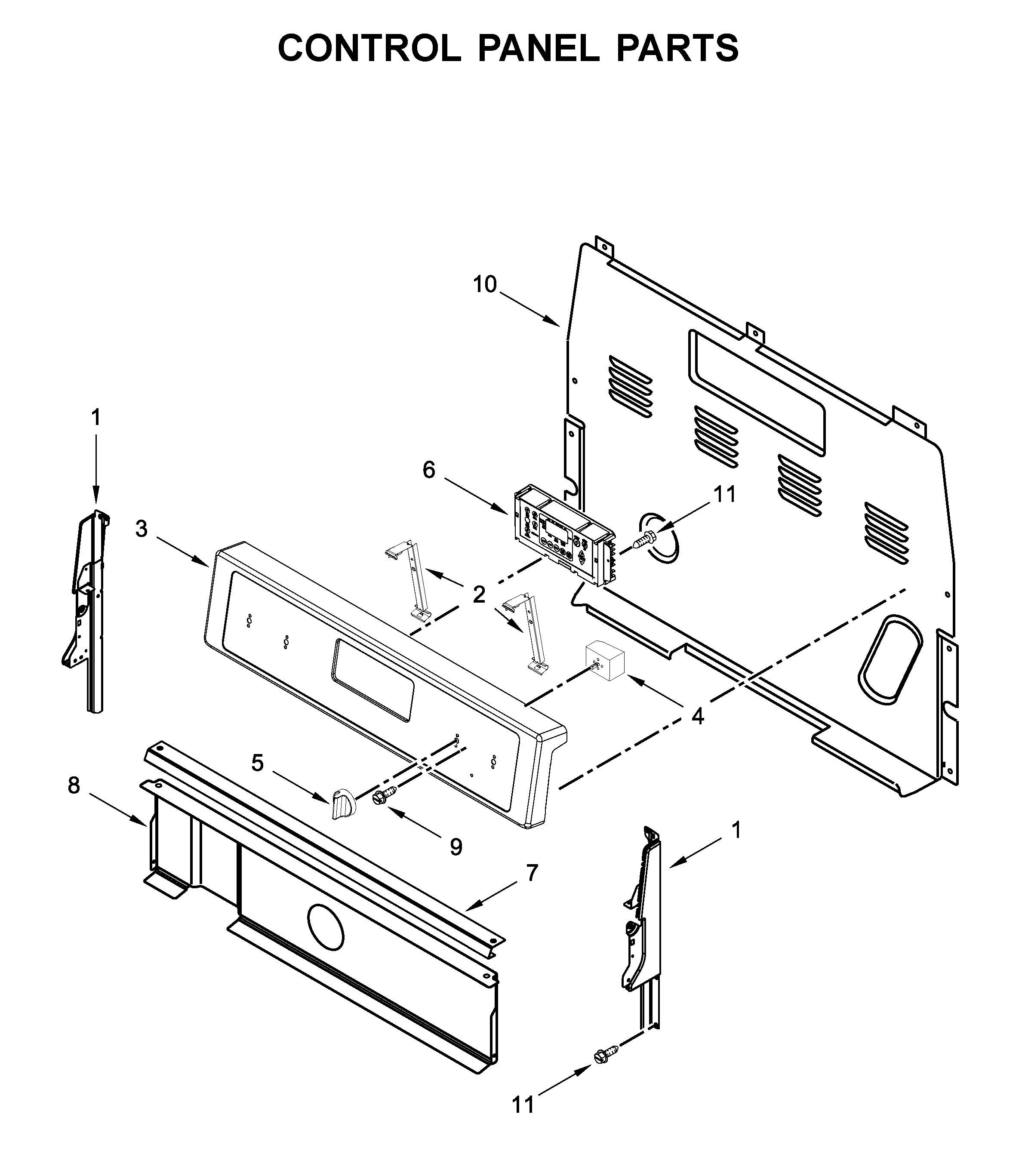 Whirlpool WFE525S0JW0 control panel parts diagram