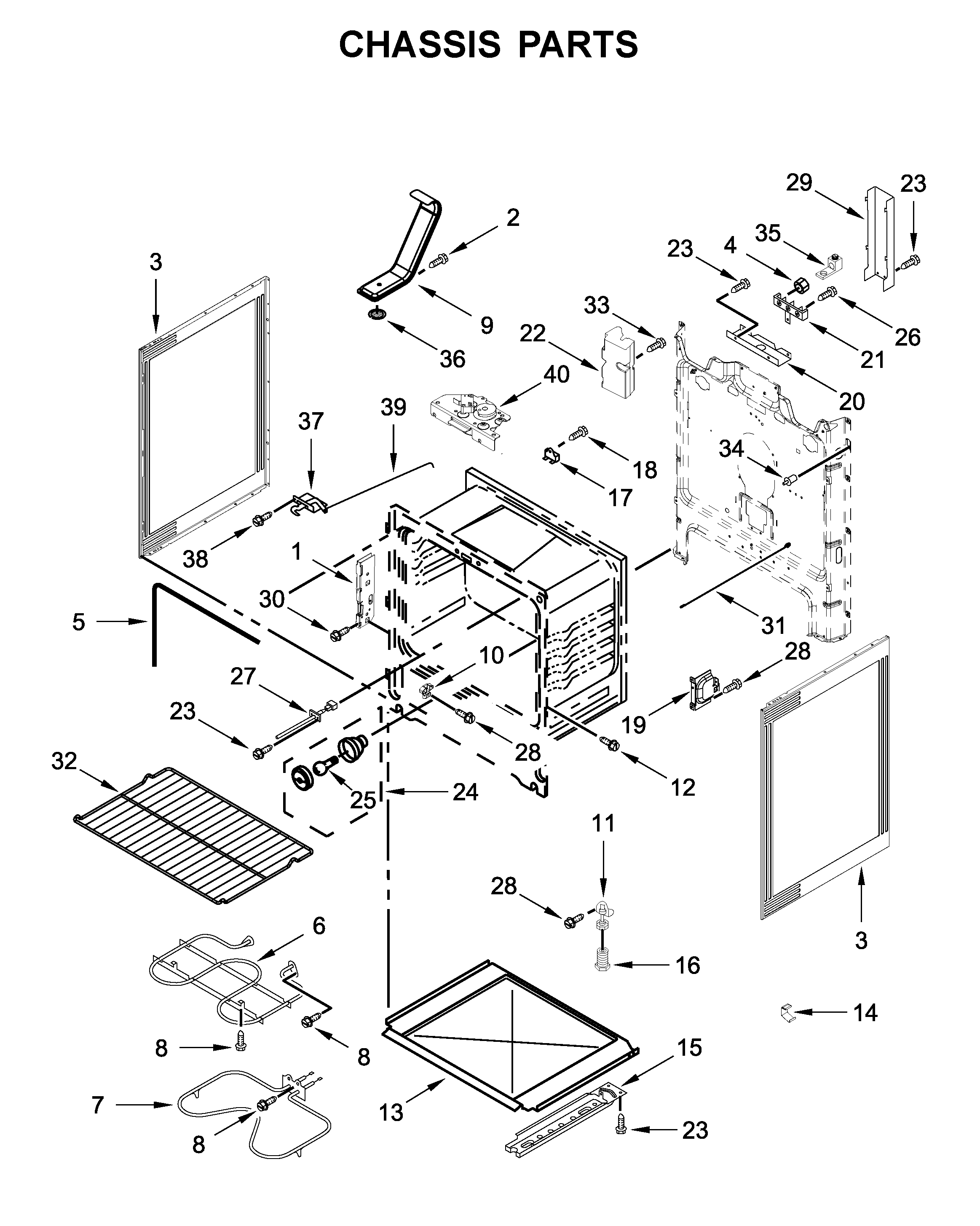 Whirlpool WFE525S0JW0 chassis parts diagram